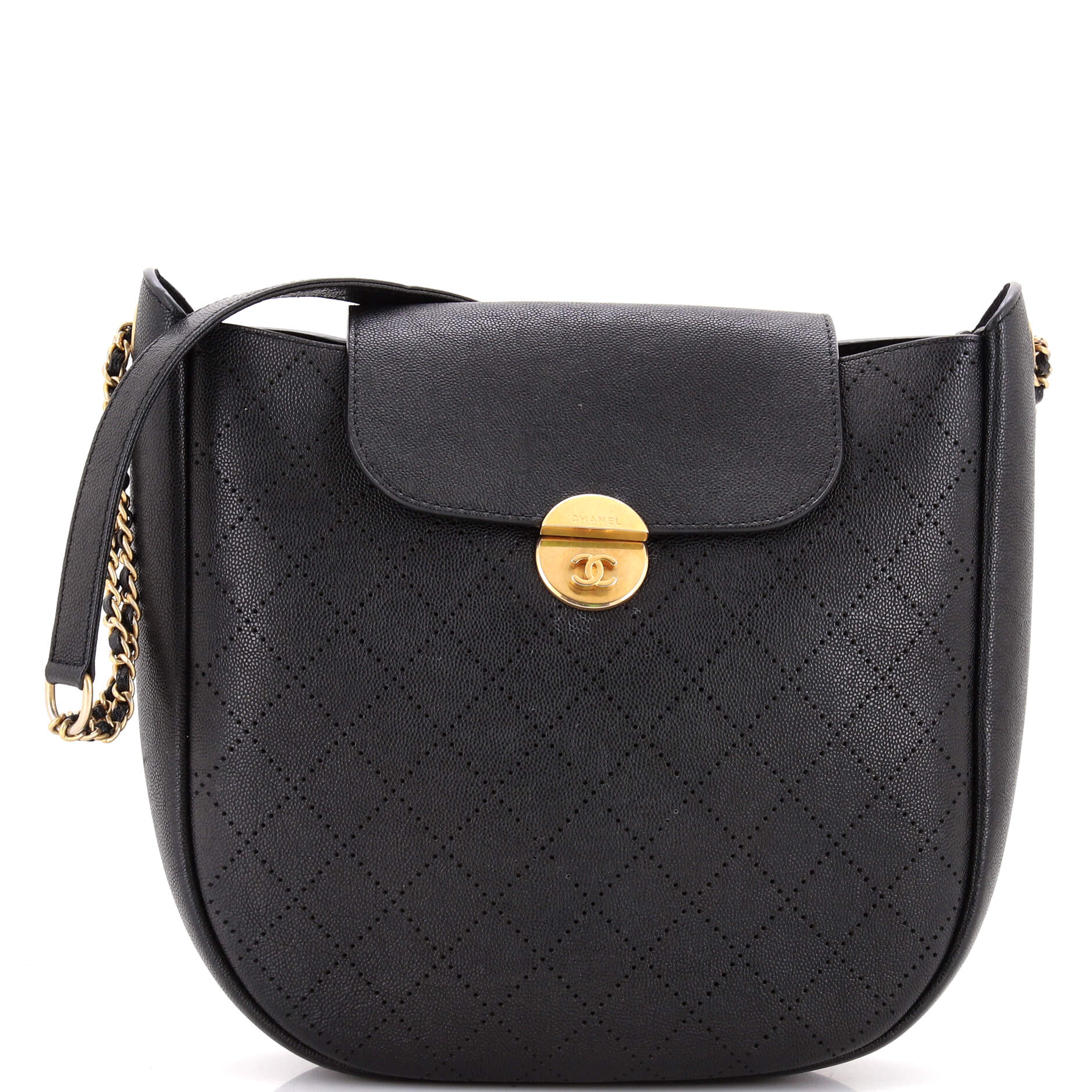 Flap Hobo Diamond Perforated Caviar Small