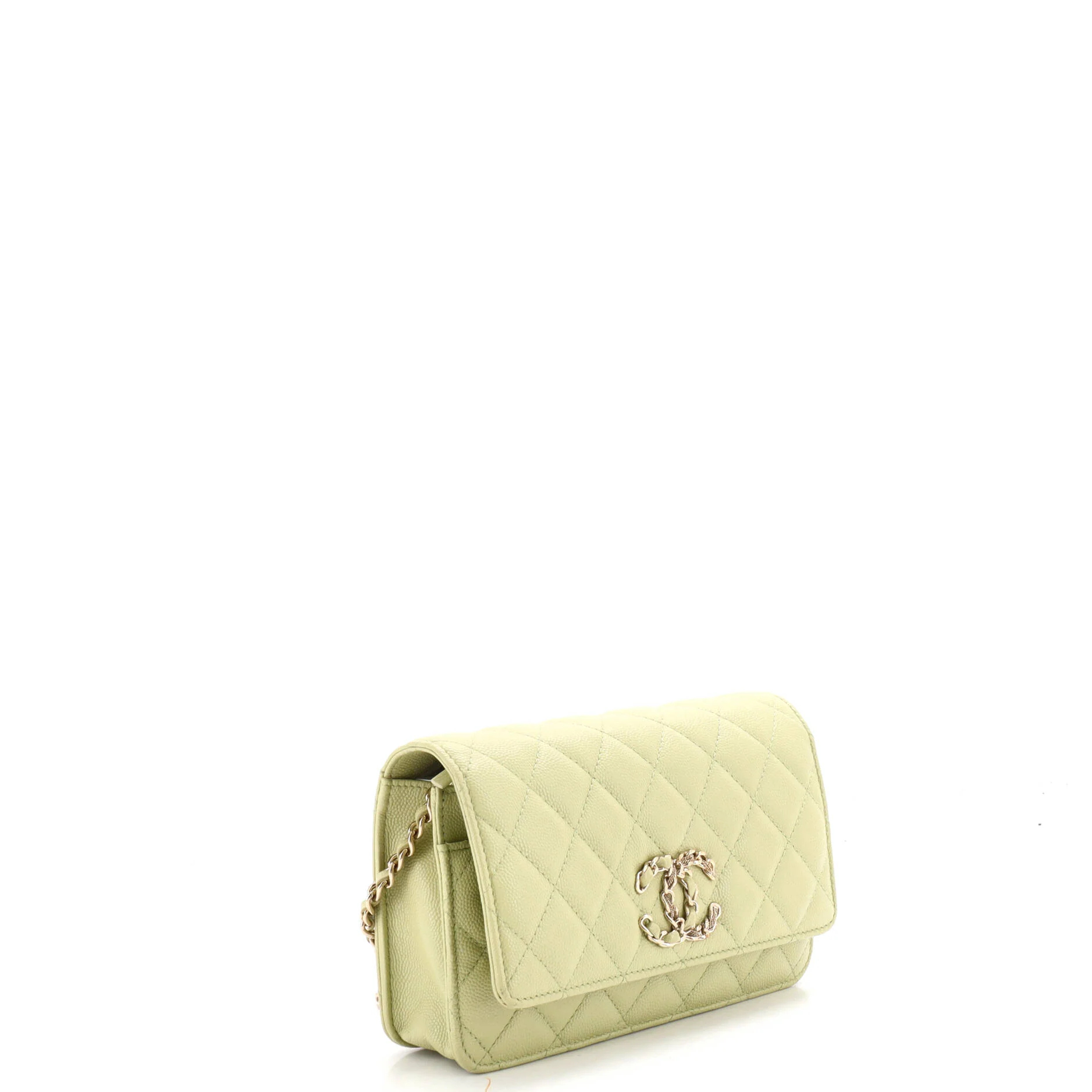 French New Wave Wallet on Chain Quilted Caviar - Image 2
