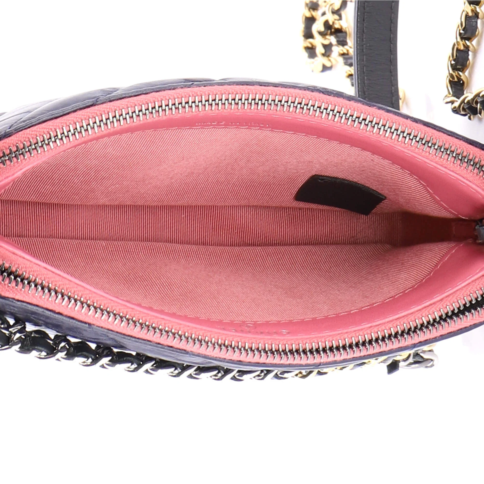 Gabrielle Double Zip Clutch with Chain Chevron Aged Calfskin - Image 6