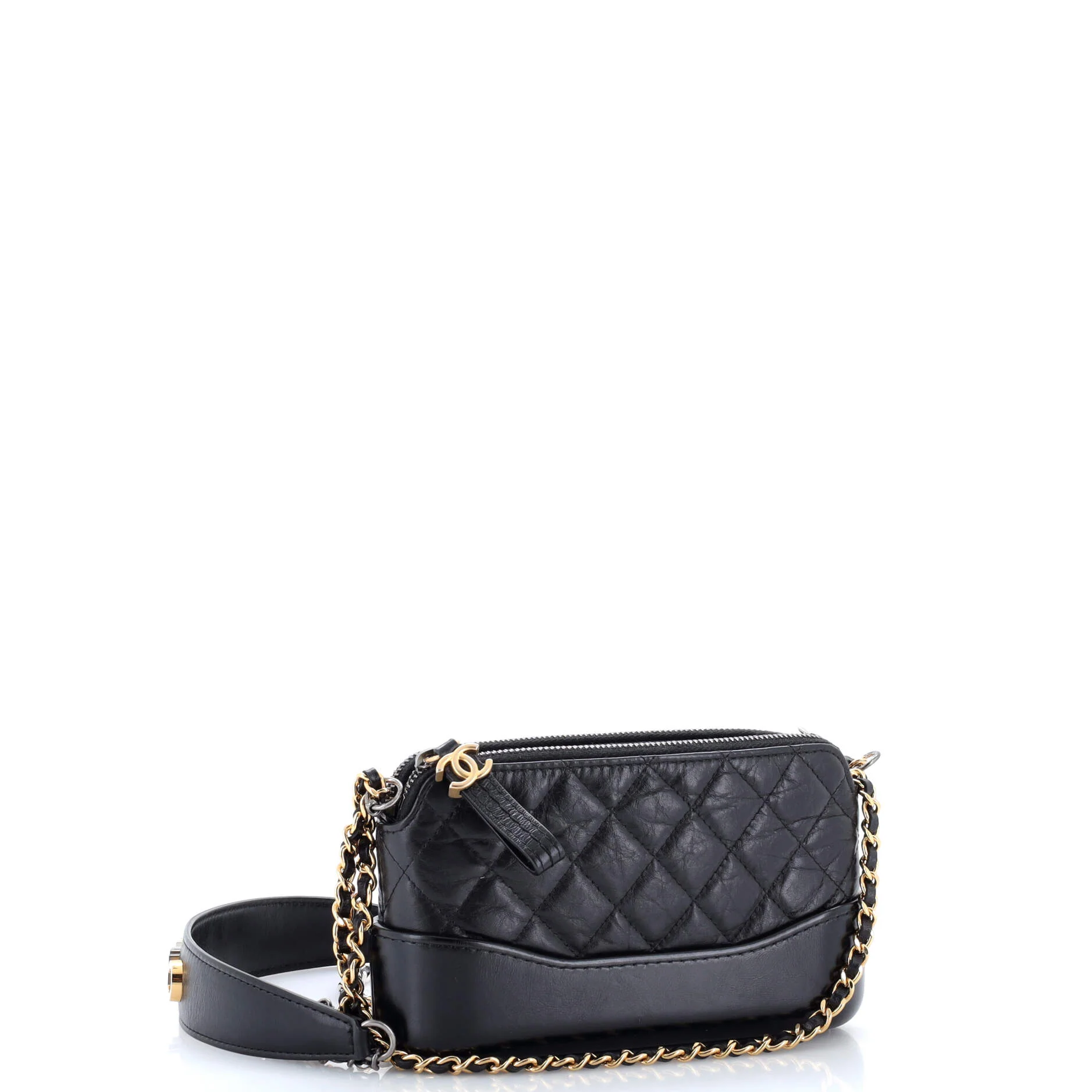Gabrielle Double Zip Clutch with Chain Quilted Aged Calfskin - Image 2