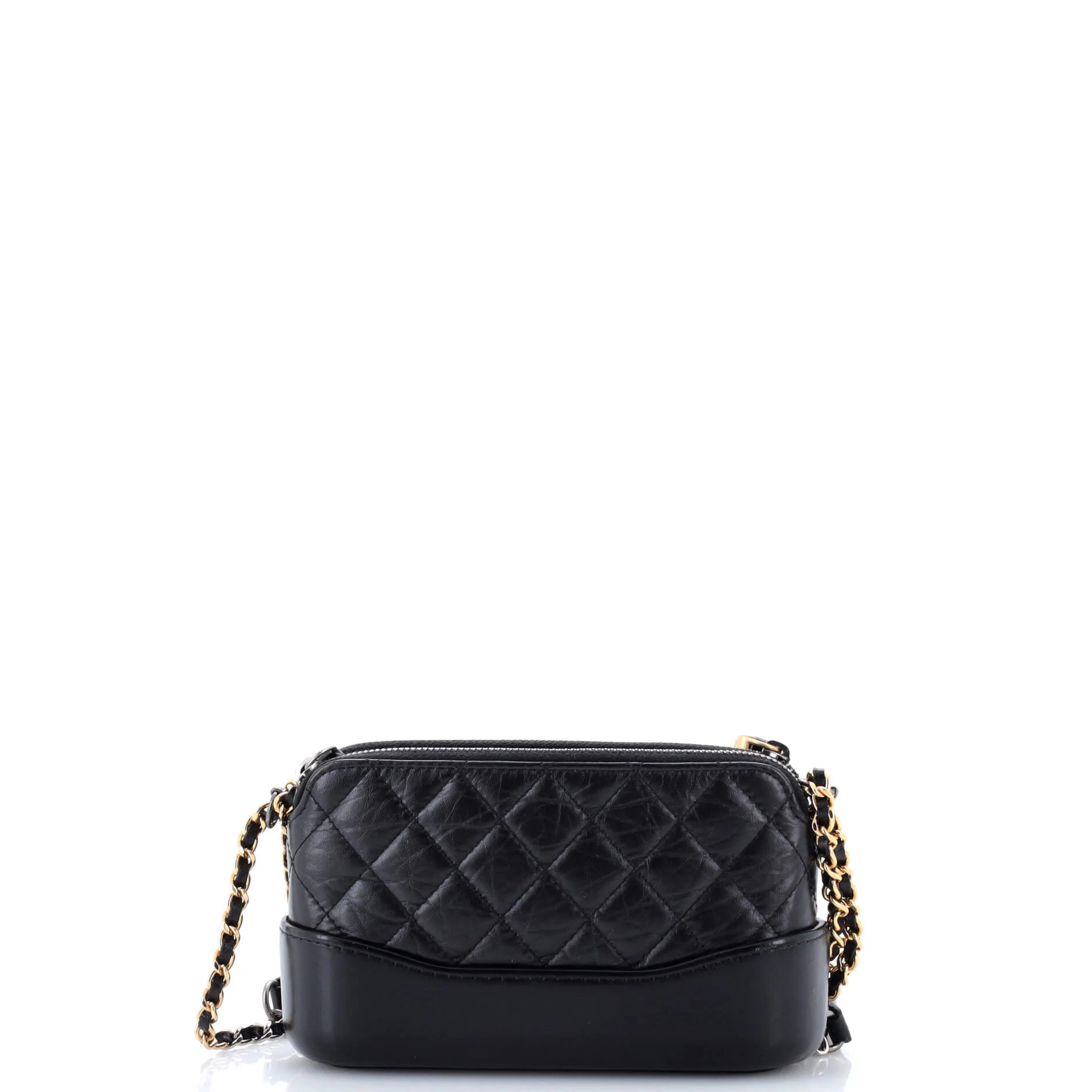 Gabrielle Double Zip Clutch with Chain Quilted Aged Calfskin - Image 3