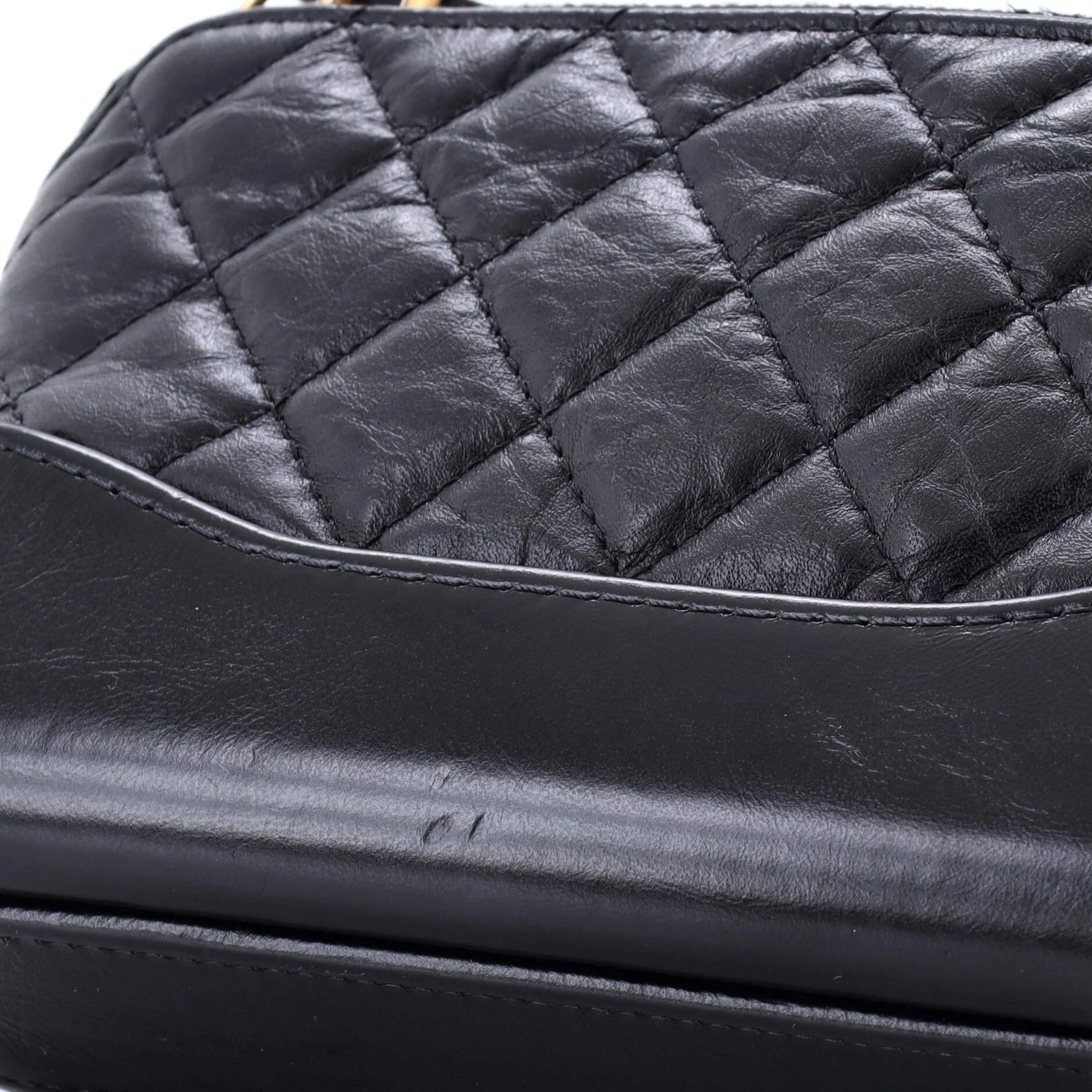 Gabrielle Double Zip Clutch with Chain Quilted Aged Calfskin - Image 6
