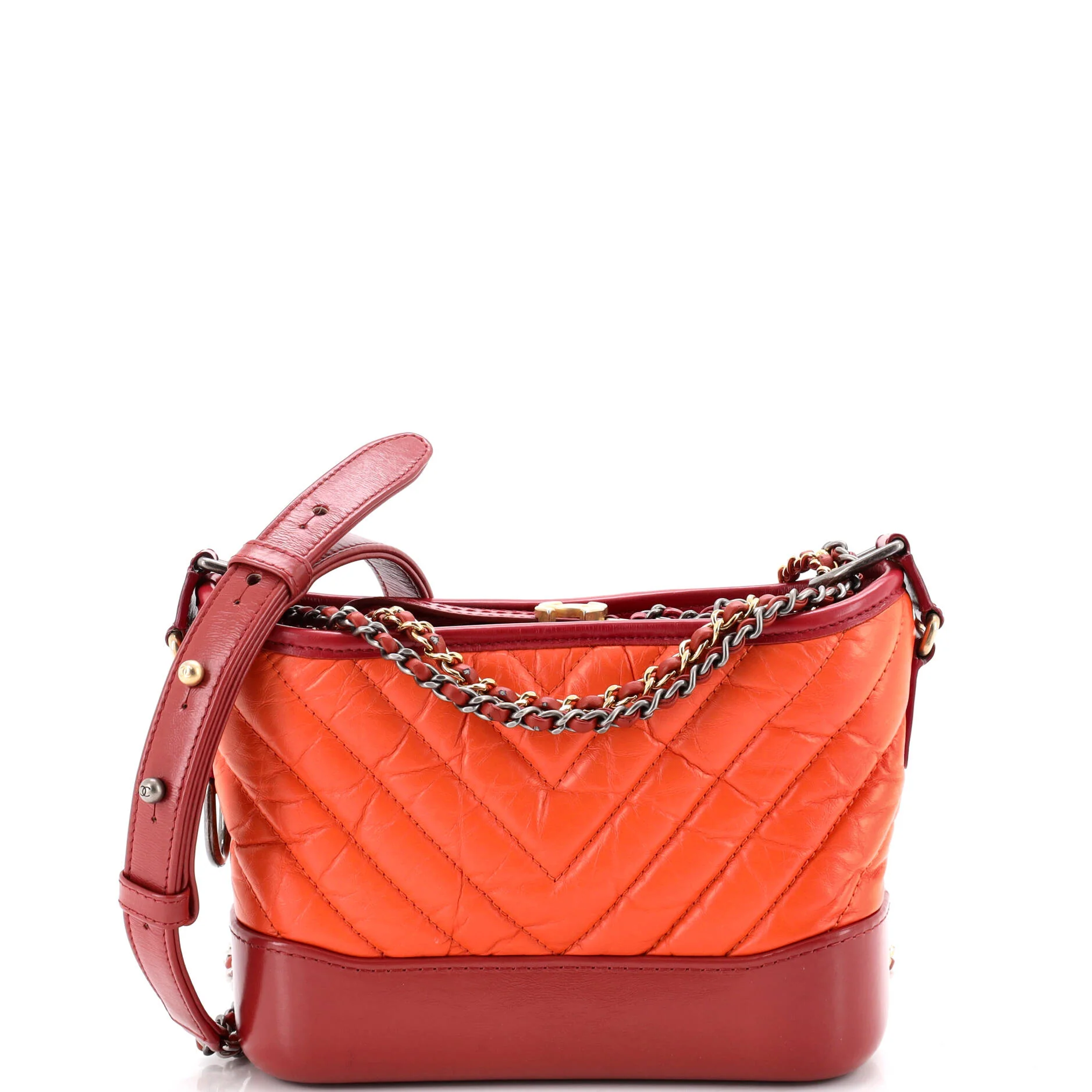 Gabrielle Hobo Chevron Aged Calfskin Small