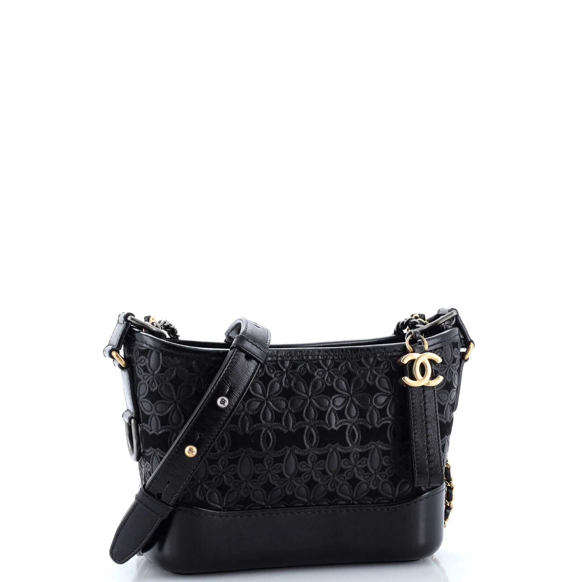 Gabrielle Hobo with Logo Handle Laser Cut Calfskin and Wool Felt Small - Image 2