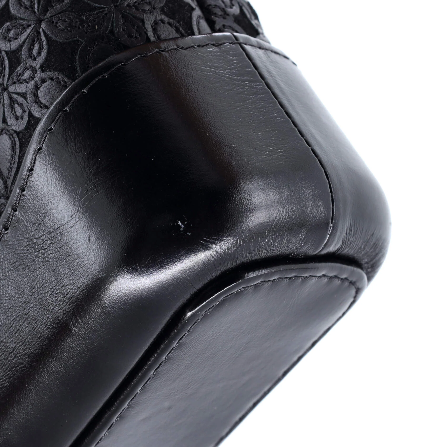 Gabrielle Hobo with Logo Handle Laser Cut Calfskin and Wool Felt Small - Image 6