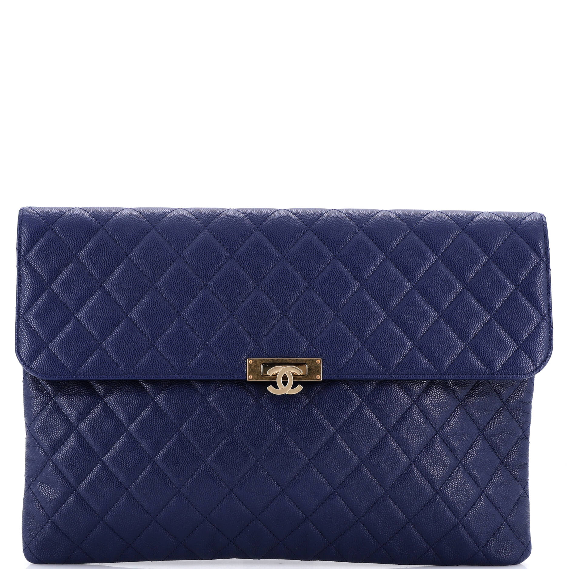 Golden Class O Case Clutch Quilted Caviar Large