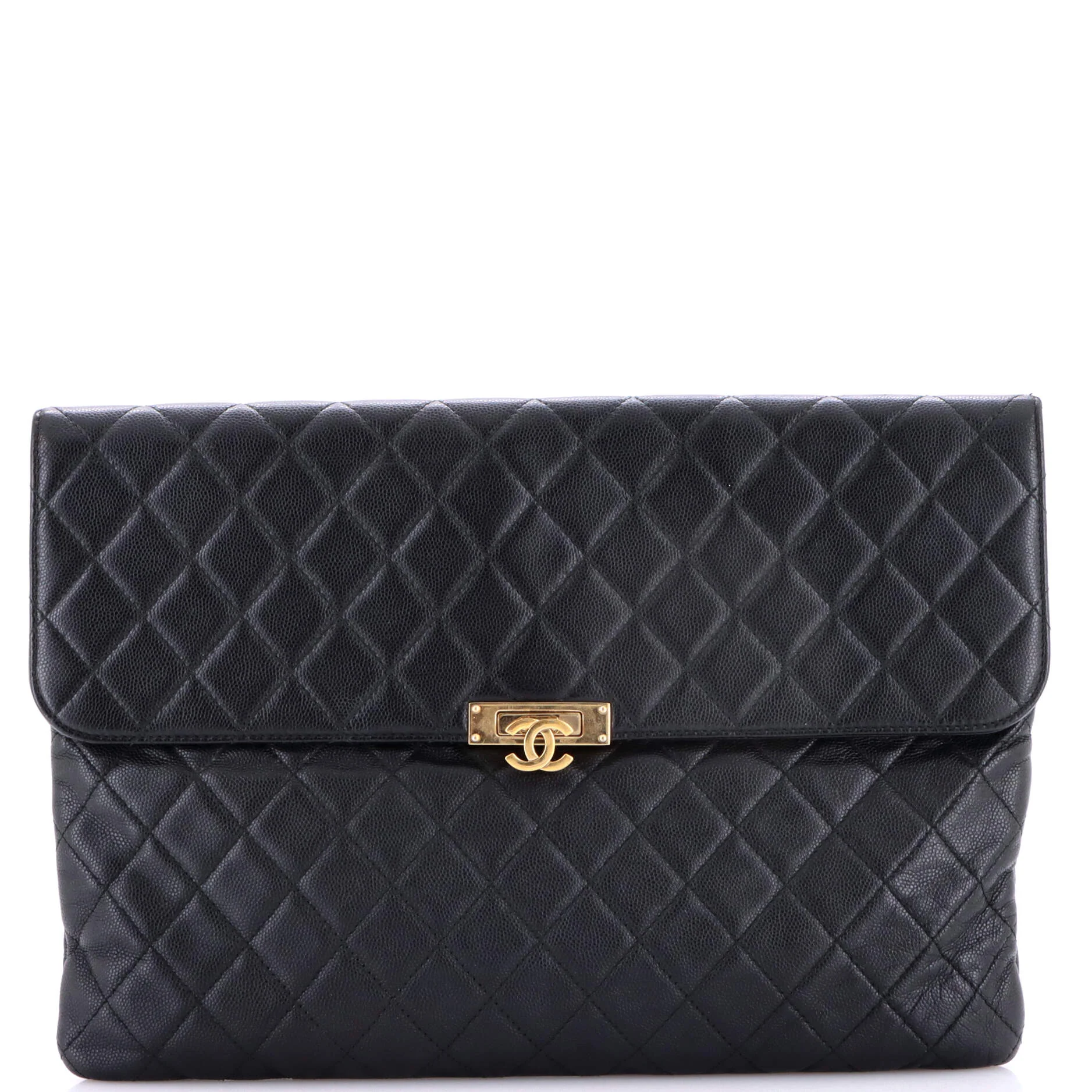 Golden Class O Case Clutch Quilted Caviar Large