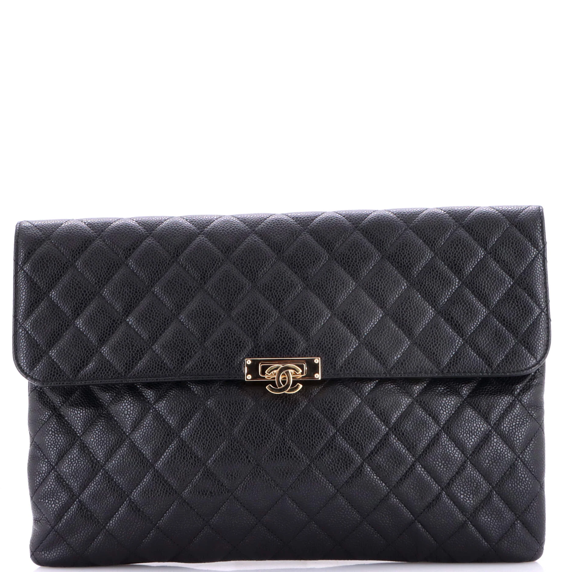 Golden Class O Case Clutch Quilted Caviar Large