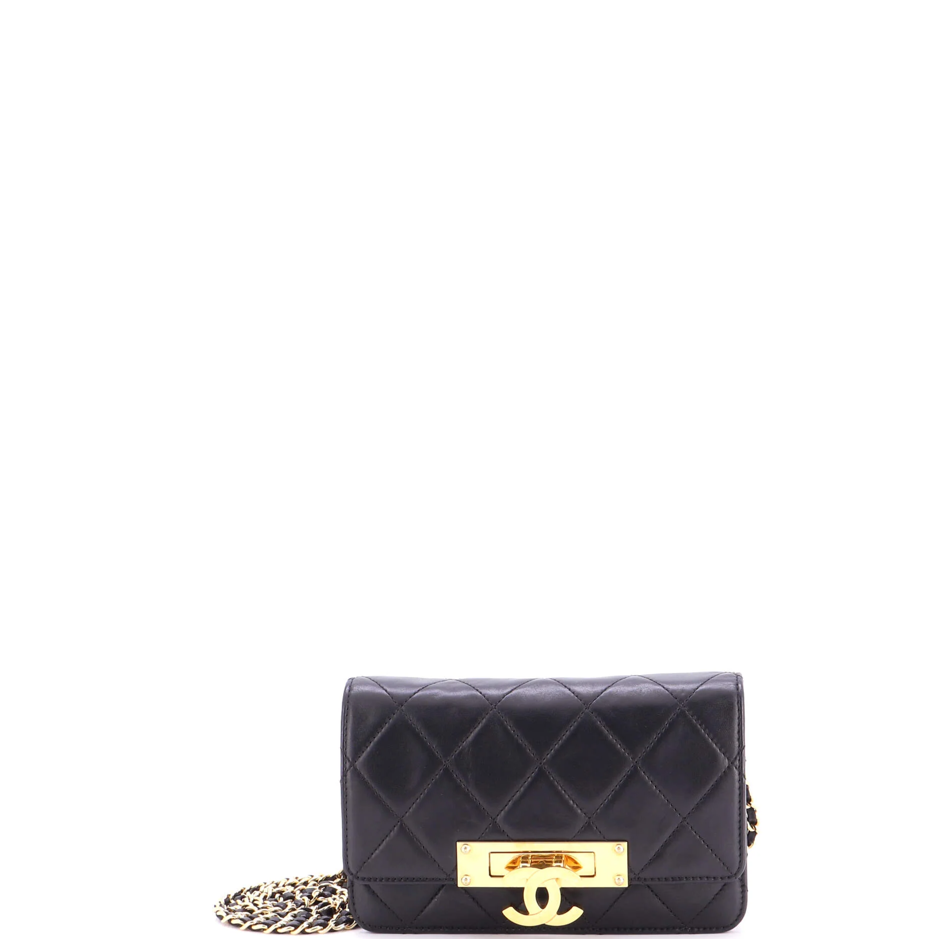 Golden Class Wallet on Chain Quilted Lambskin