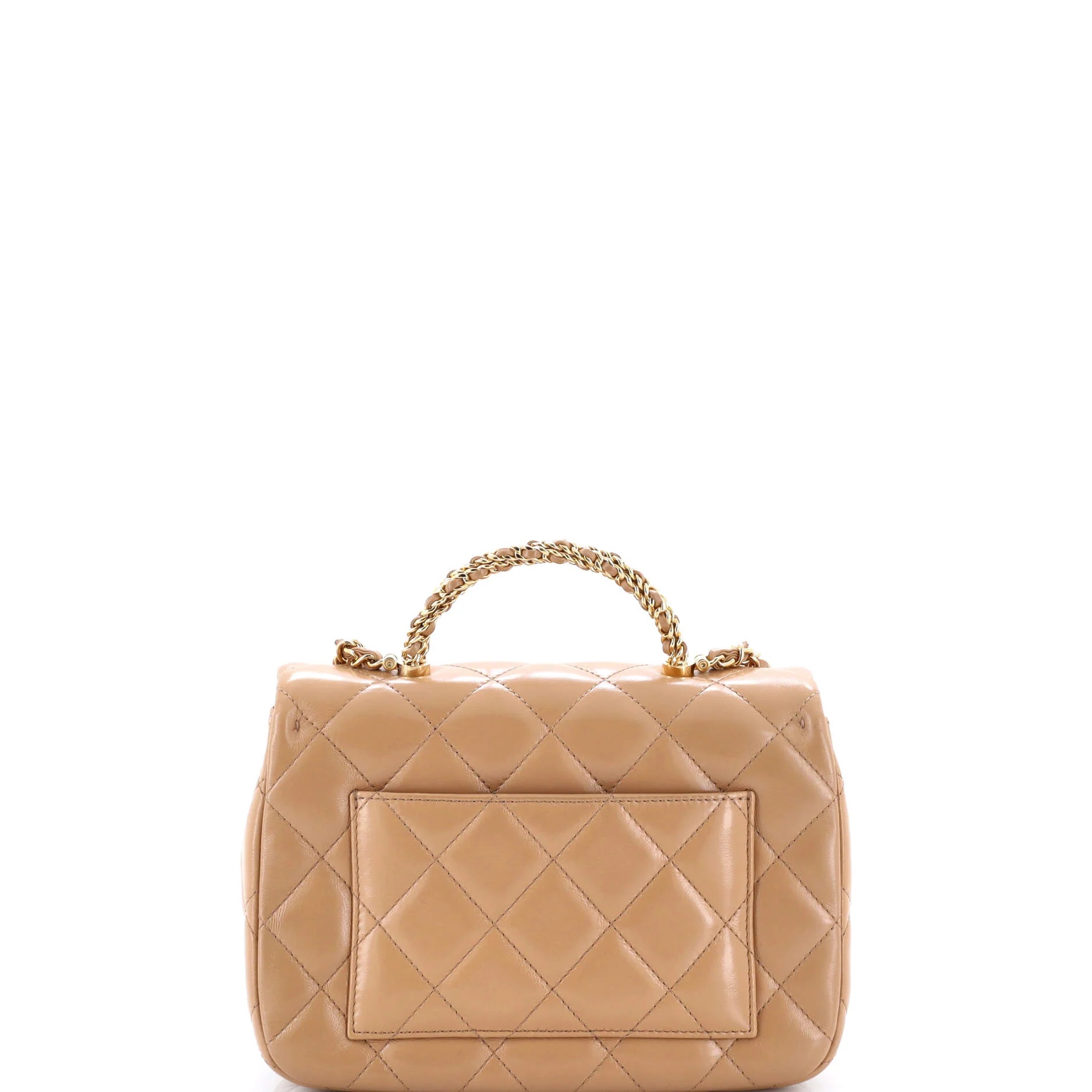 Golden Links Top Handle Flap Bag Quilted Shiny Lambskin Medium - Image 4