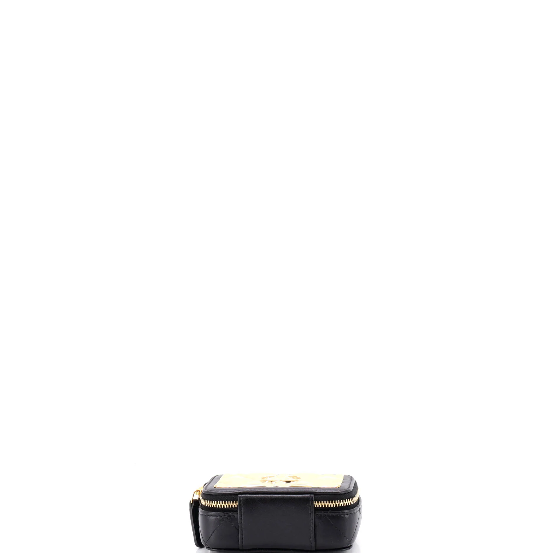 Golden Plate Zip Around Vanity Case with Chain Quilted Metal and Lambskin Extra Mini - Image 5