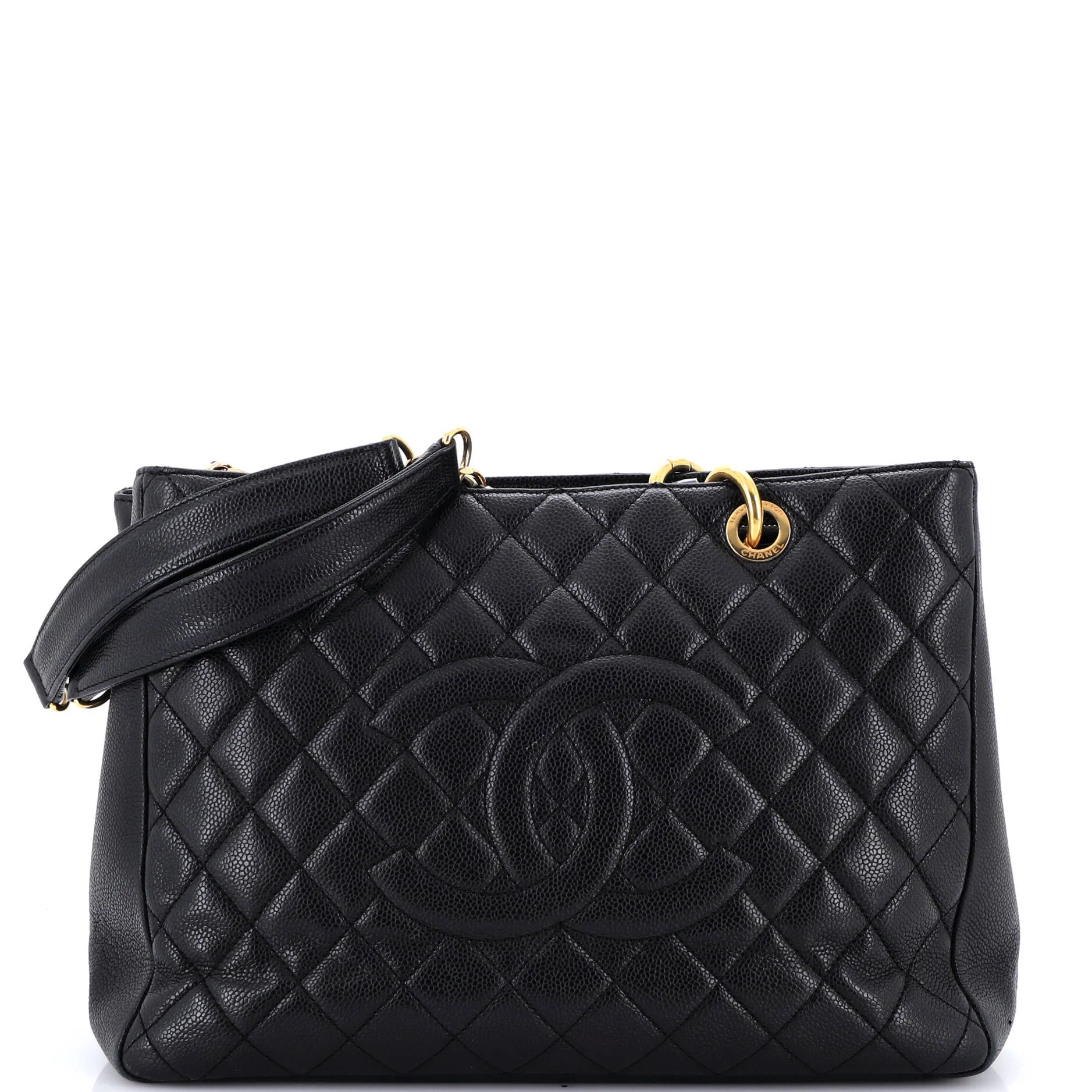 Grand Shopping Tote Quilted Caviar