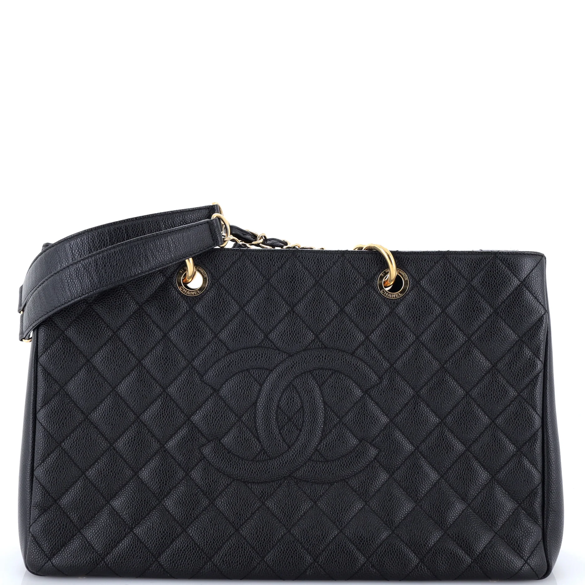 Grand Shopping Tote Quilted Caviar XL