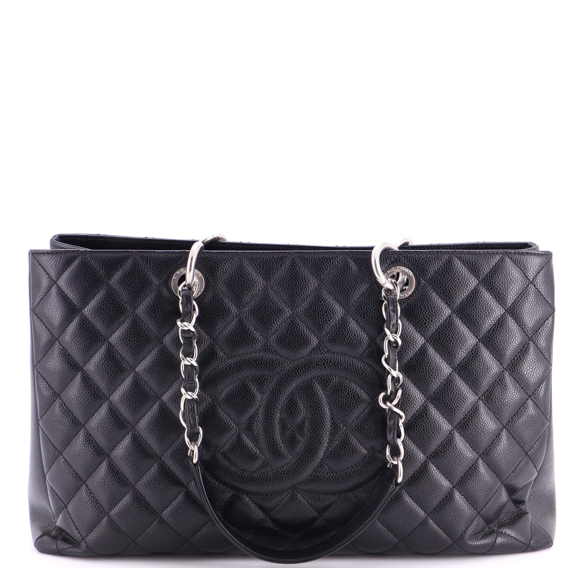 Grand Shopping Tote Quilted Caviar XL