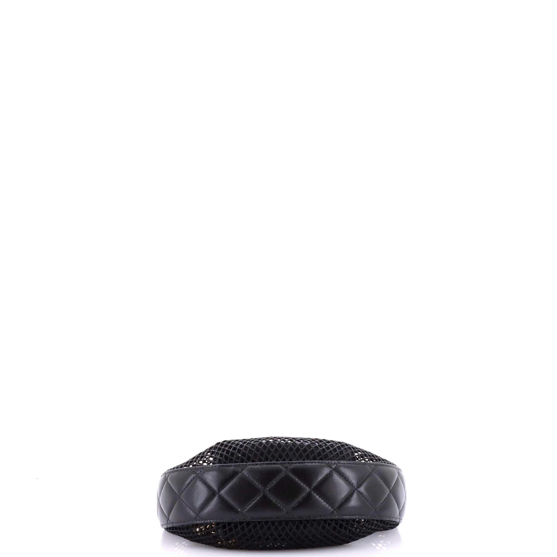 Half Moon Clutch with Chain Mesh with Quilted Lambskin - Image 5