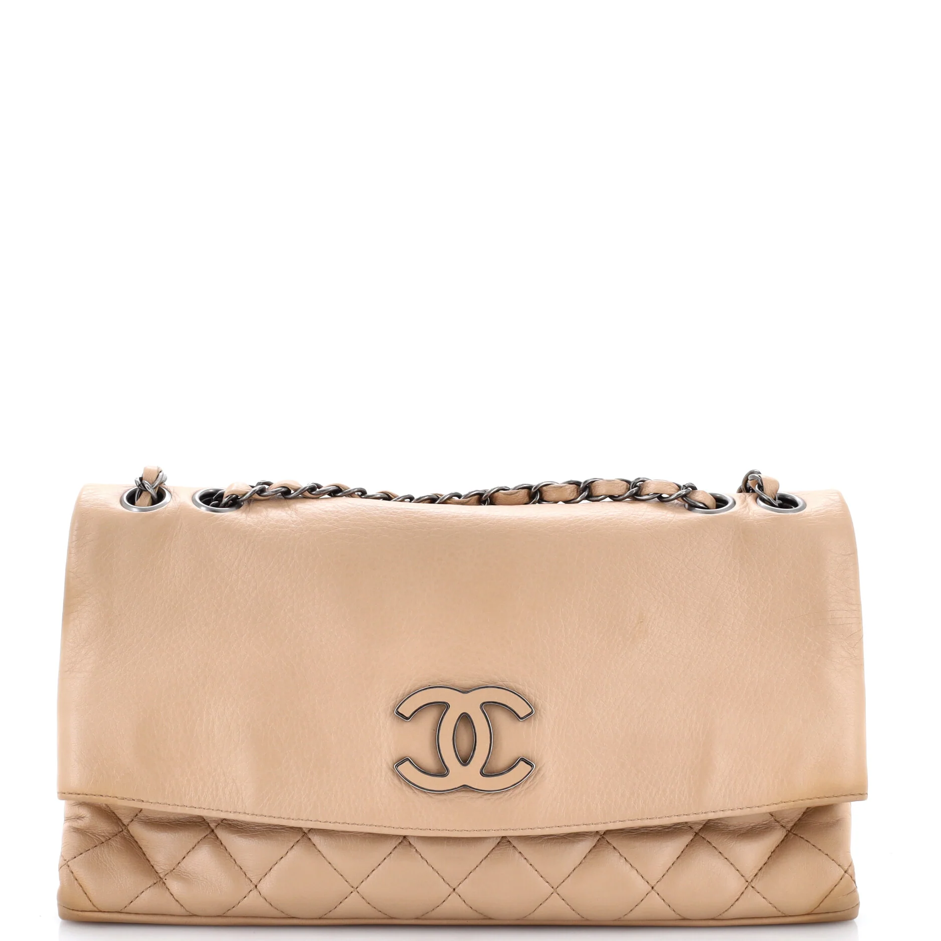 Hamptons Foldover Flap Bag Quilted Calfskin Medium