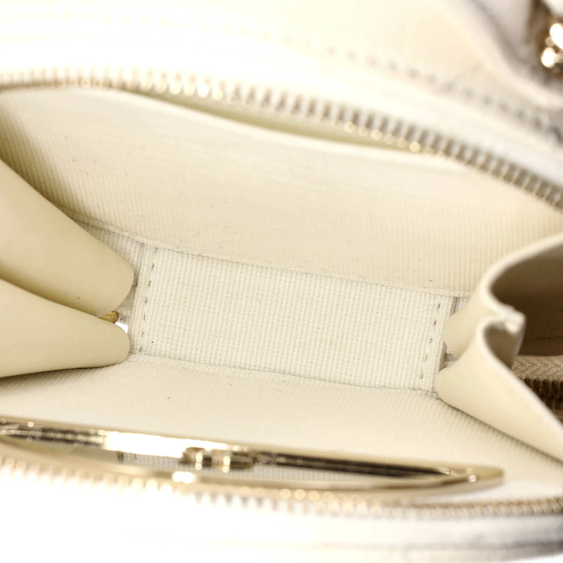 Handle with Care Round Vanity Case with Chain Quilted Caviar Small - Image 5