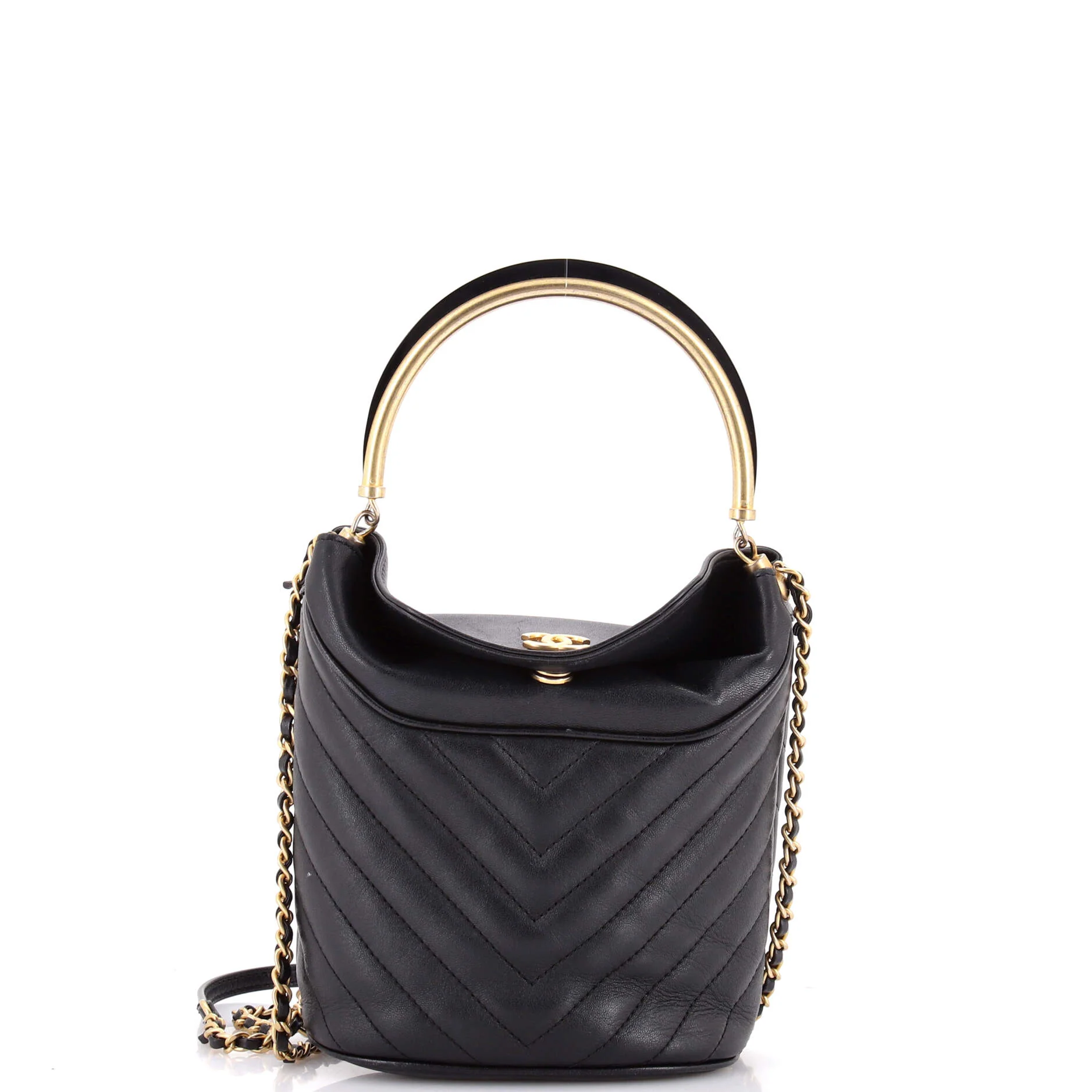 Handle with Chic Bucket Bag Chevron Lambskin