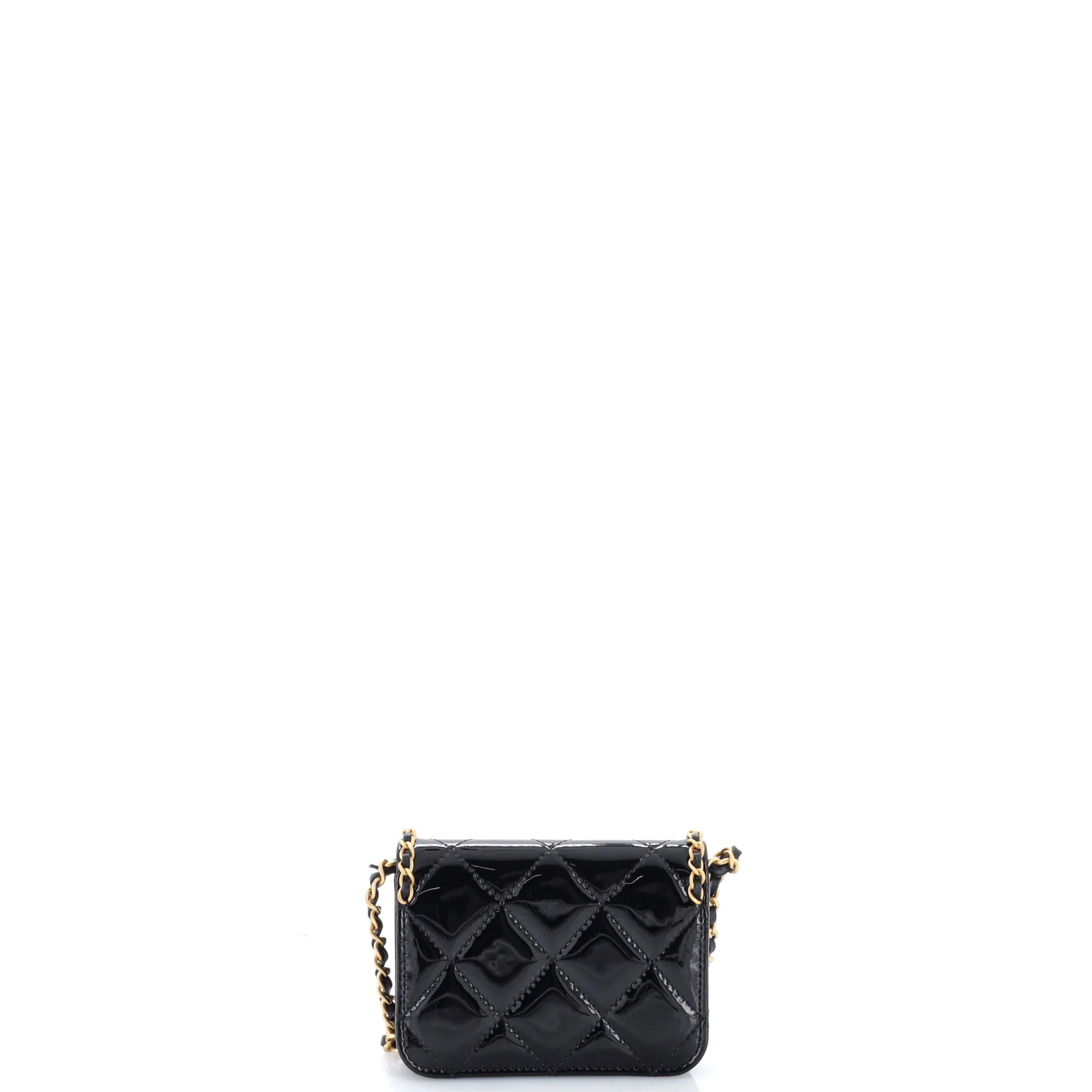 Heart Chain Flap Bag Quilted Patent Mini - Image 3