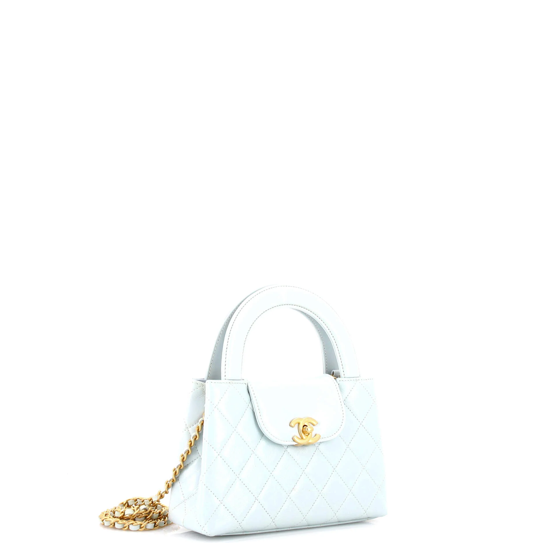 Kelly Top Handle Shopping Bag Quilted Shiny Aged Calfskin Mini - Image 2
