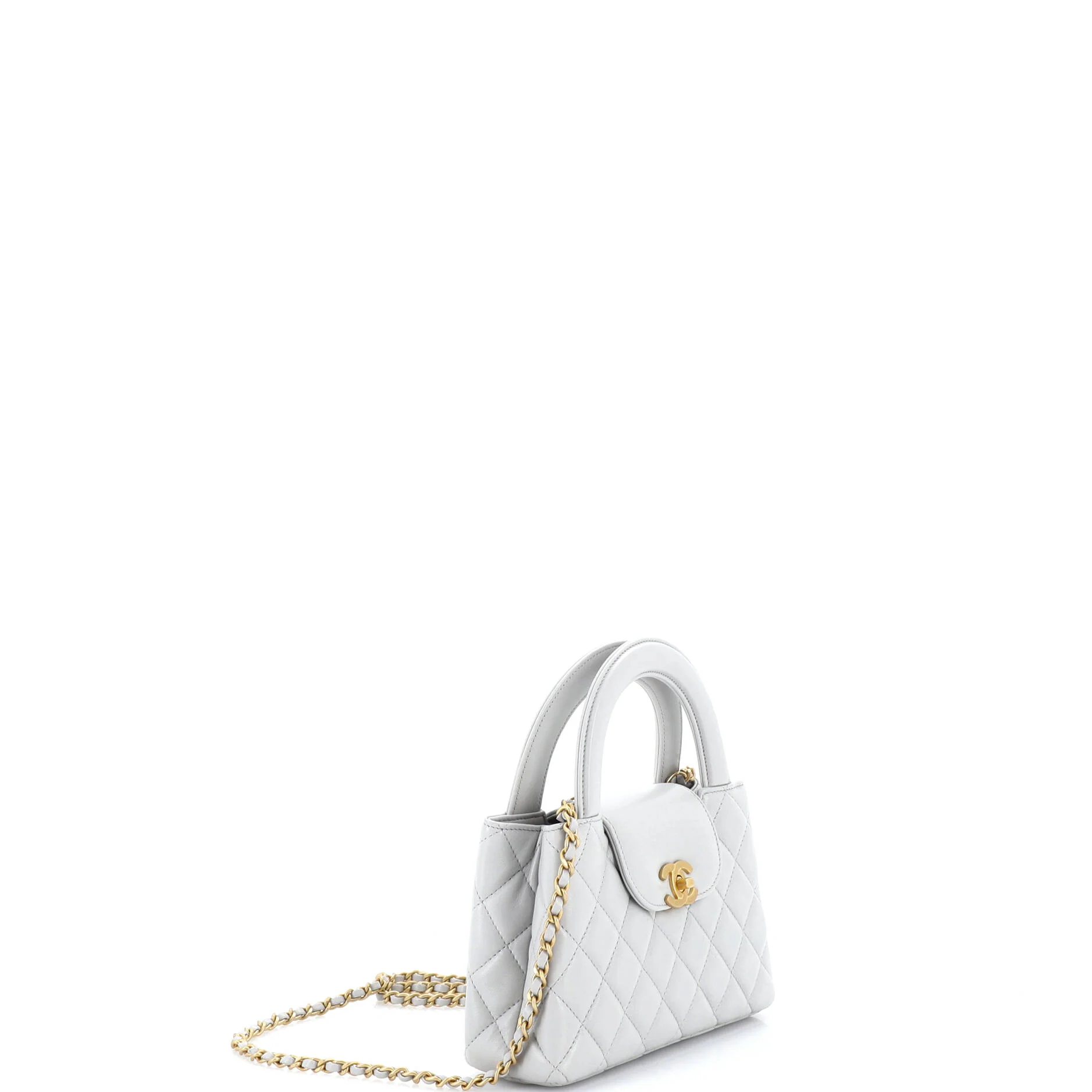 Kelly Top Handle Shopping Bag Quilted Shiny Aged Calfskin Mini - Image 2