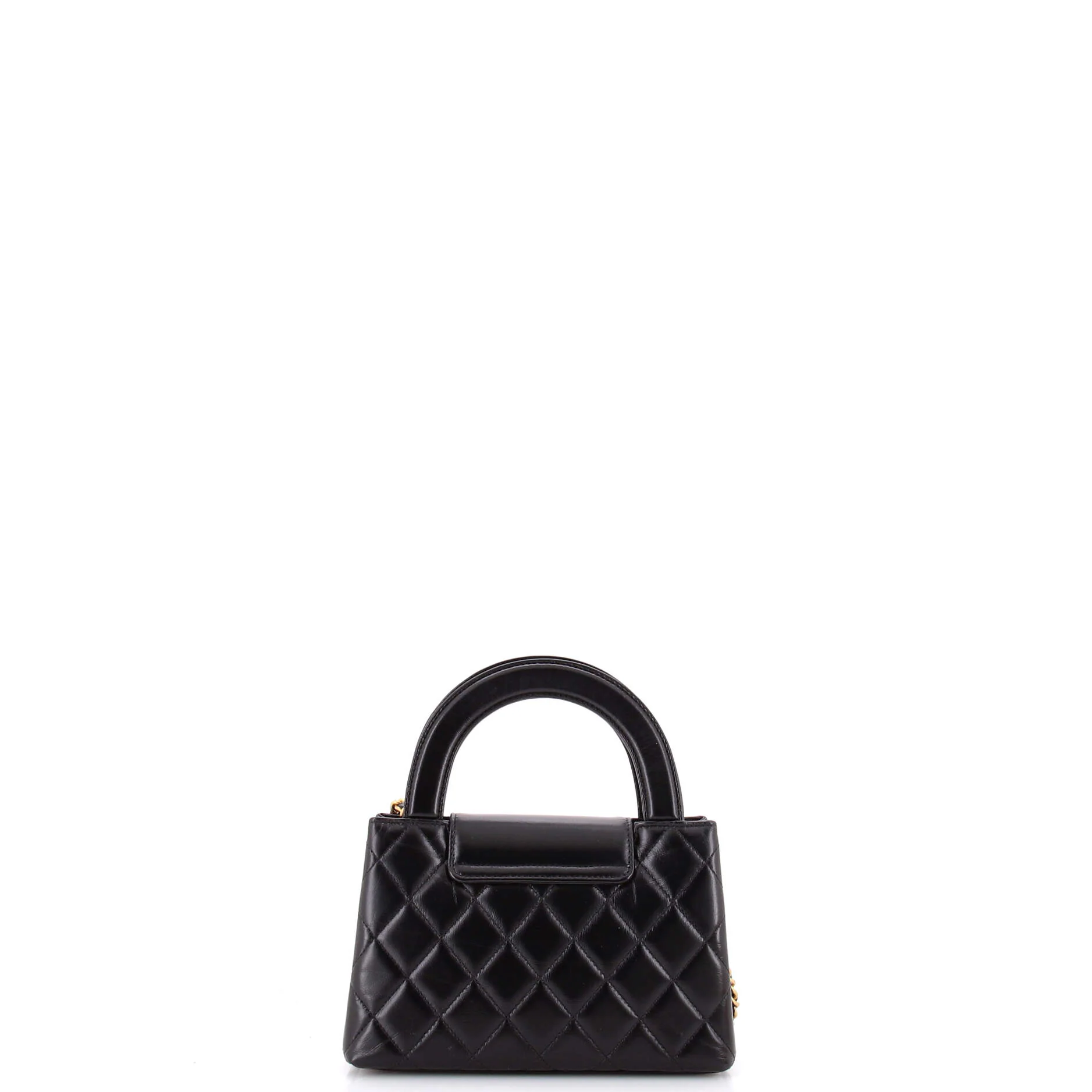 Kelly Top Handle Shopping Bag Quilted Shiny Aged Calfskin Mini - Image 3