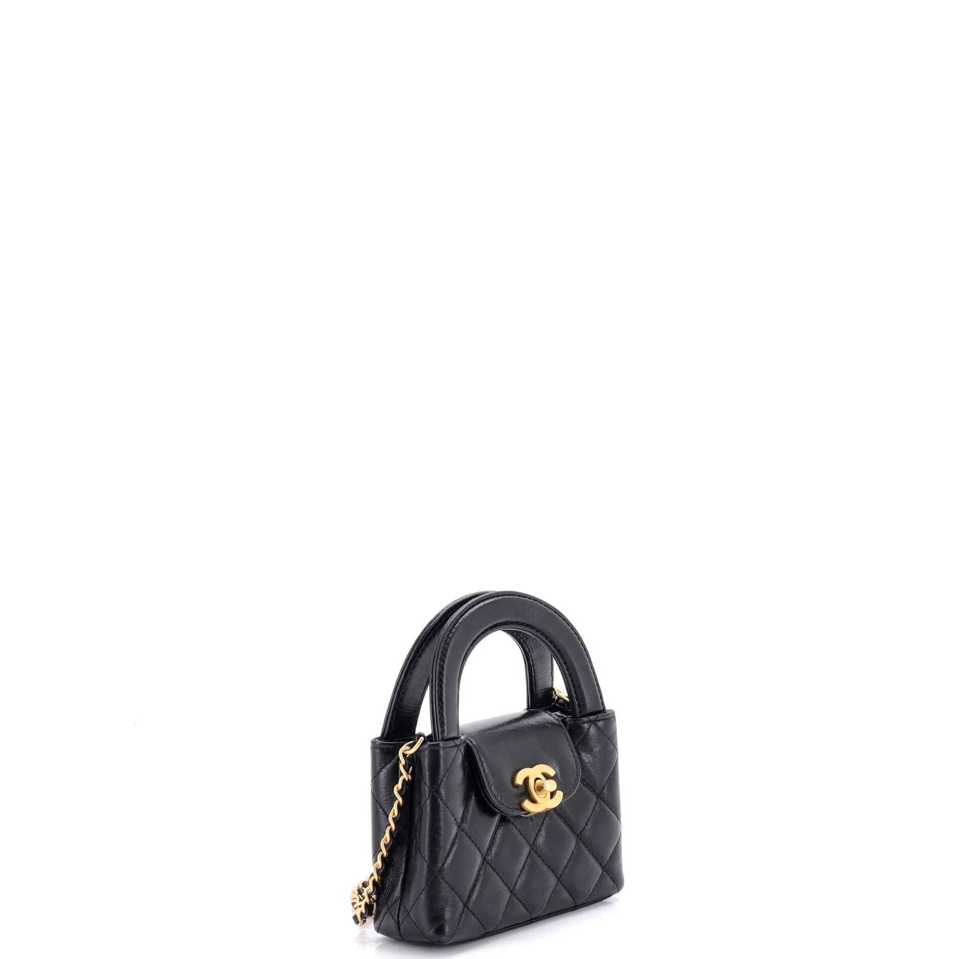 Kelly Top Handle Shopping Bag Quilted Shiny Aged Calfskin Nano - Image 2