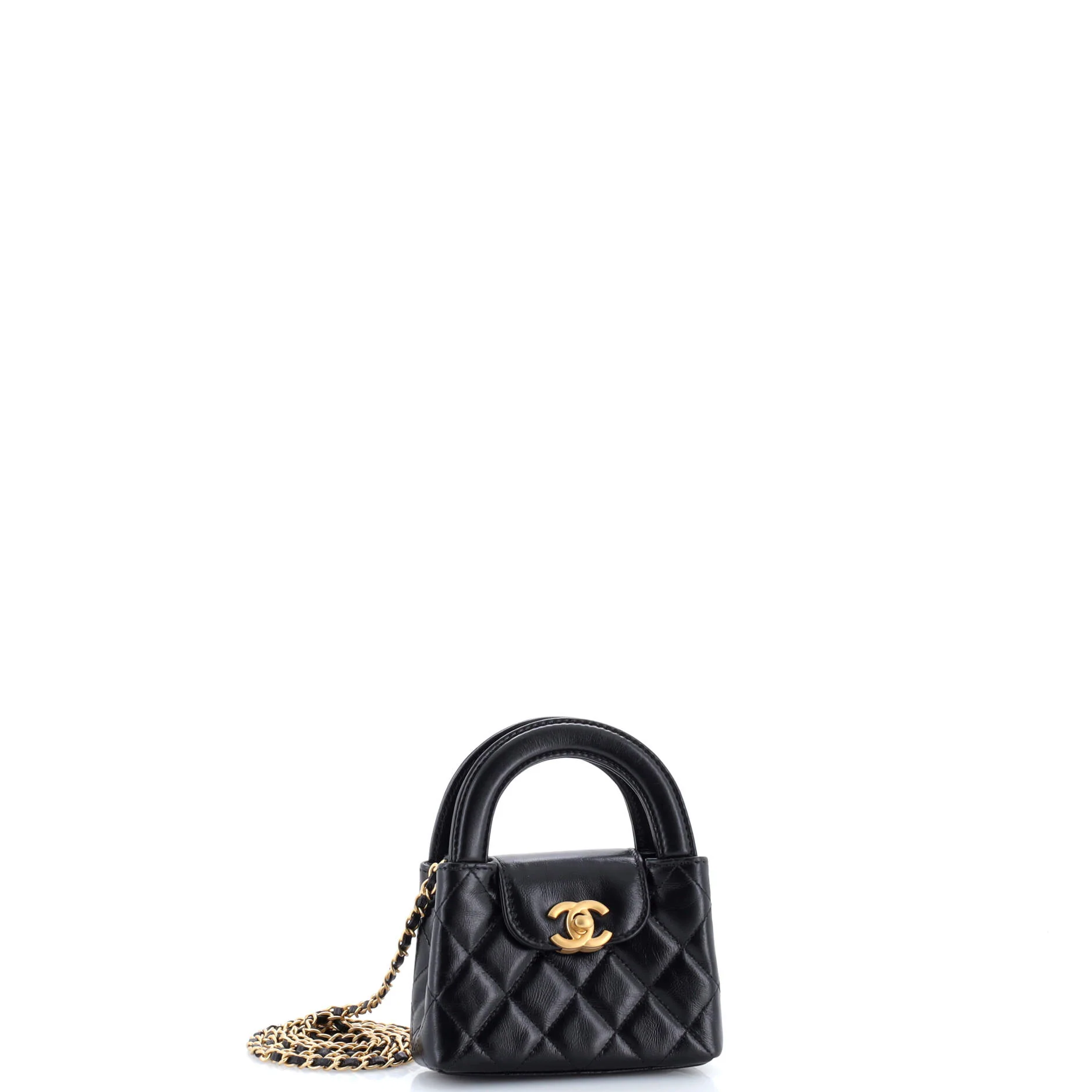 Kelly Top Handle Shopping Bag Quilted Shiny Aged Calfskin Nano - Image 2