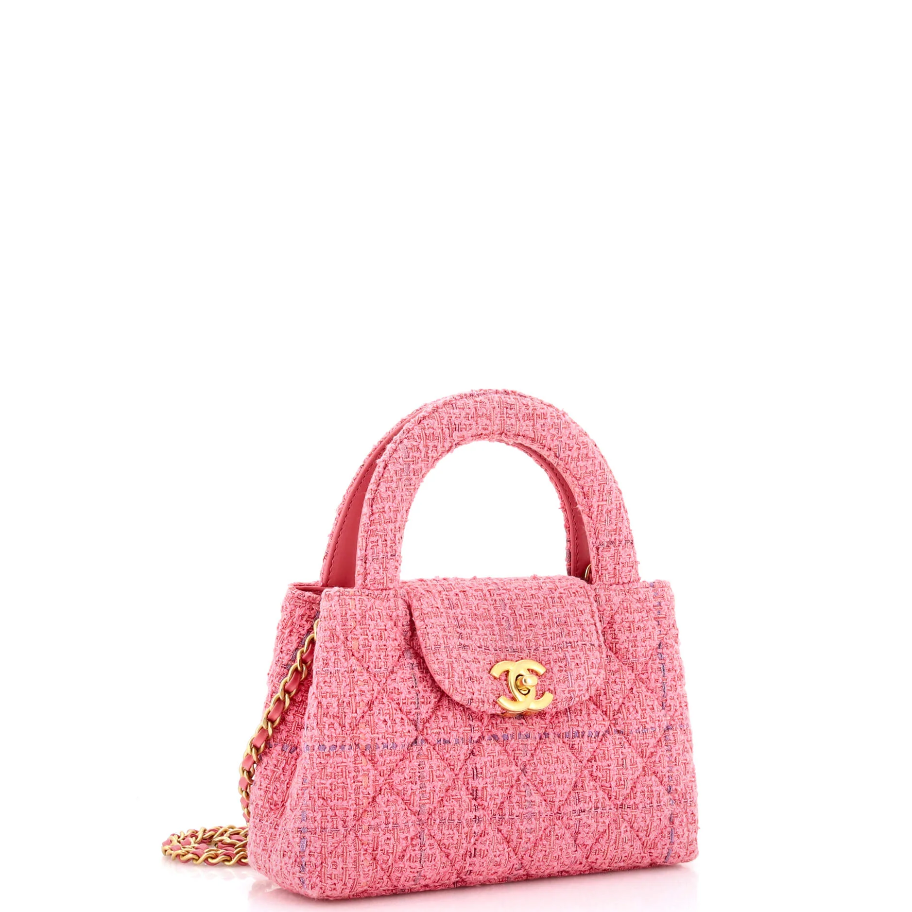 Kelly Top Handle Shopping Bag Quilted Tweed Mini - Image 2