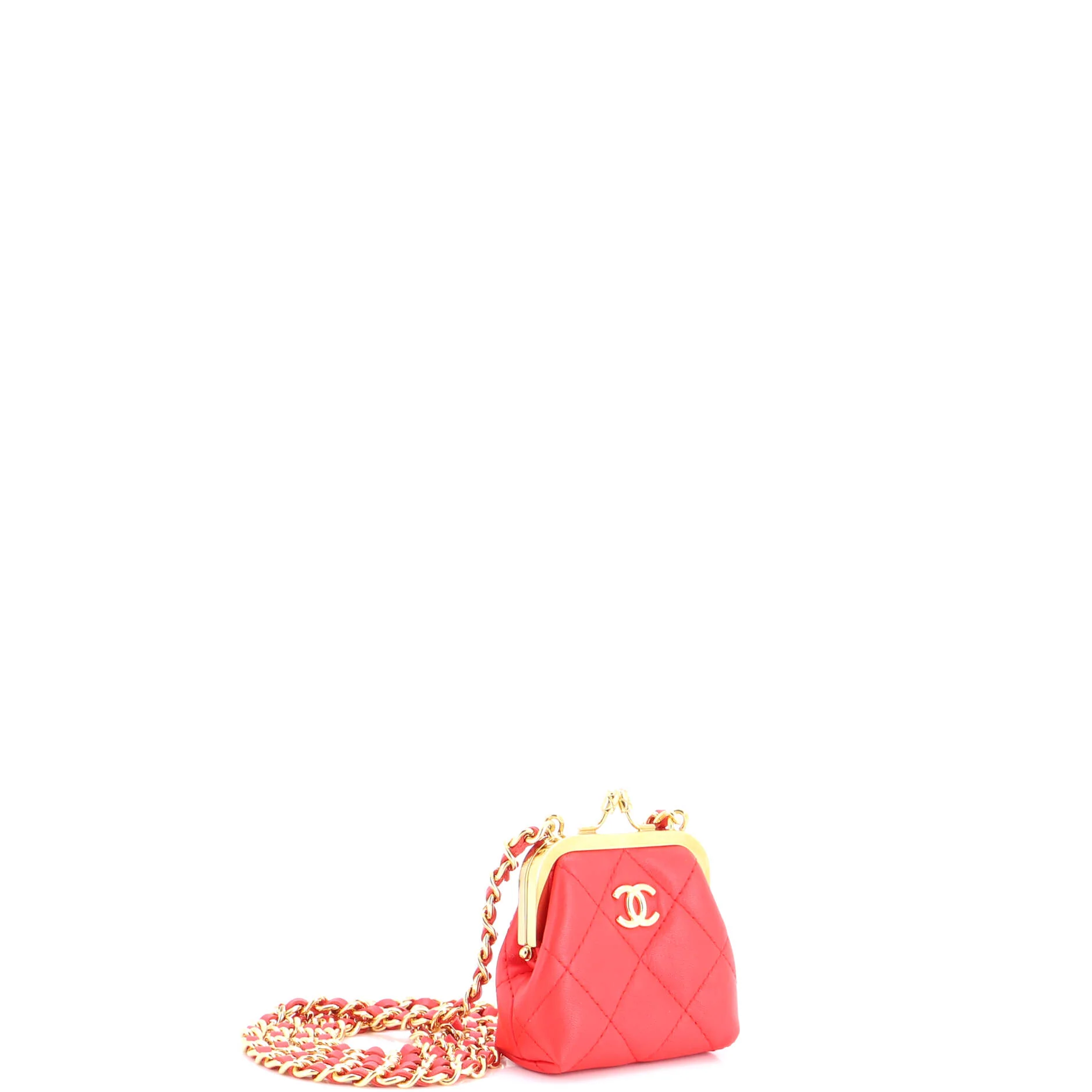 Kiss Lock Clutch With Chain Quilted Lambskin Mini - Image 2