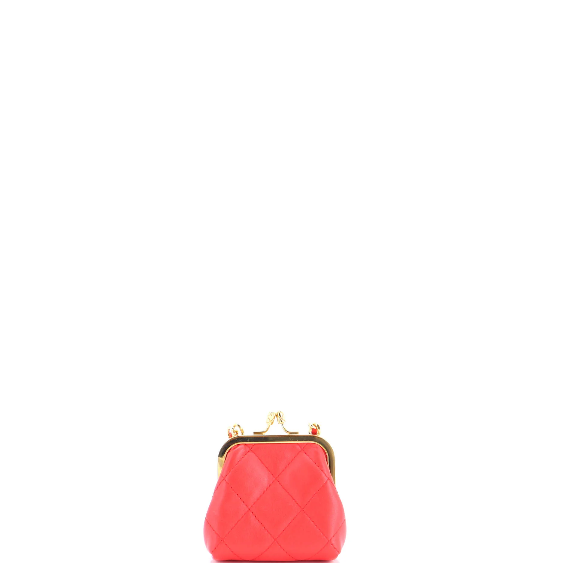 Kiss Lock Clutch With Chain Quilted Lambskin Mini - Image 3