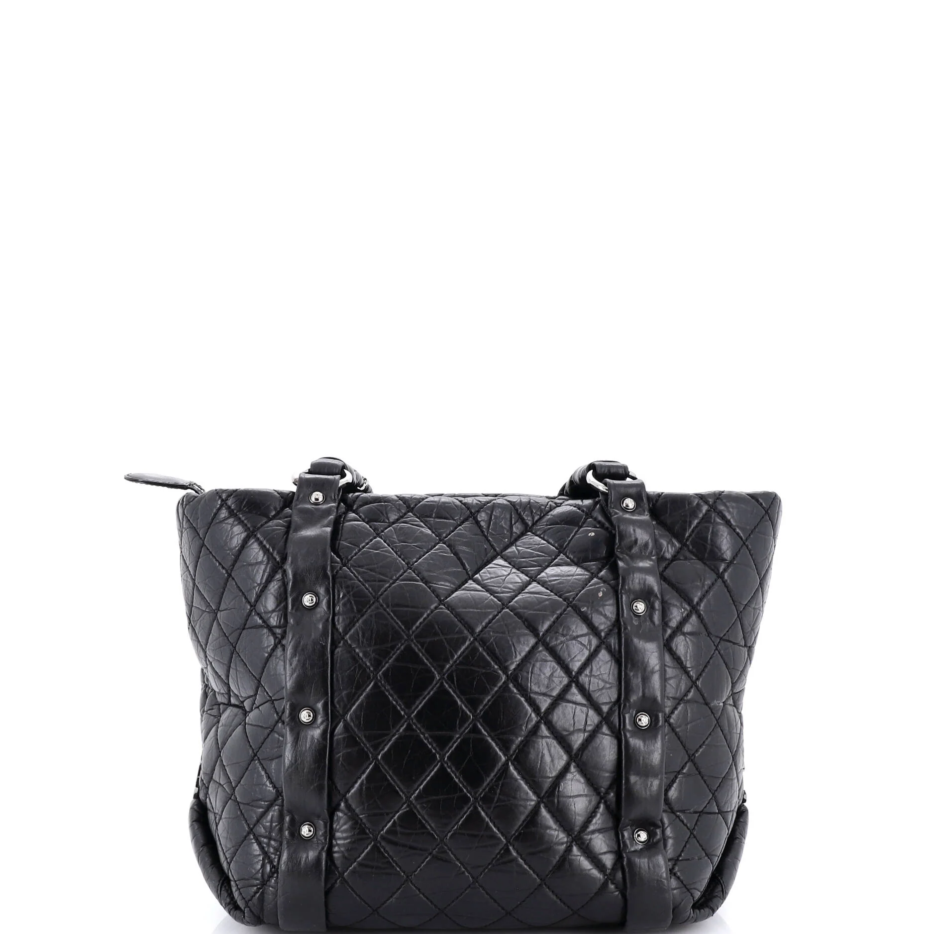 Lady Braid Shopping Tote Quilted Distressed Lambskin Small - Image 3