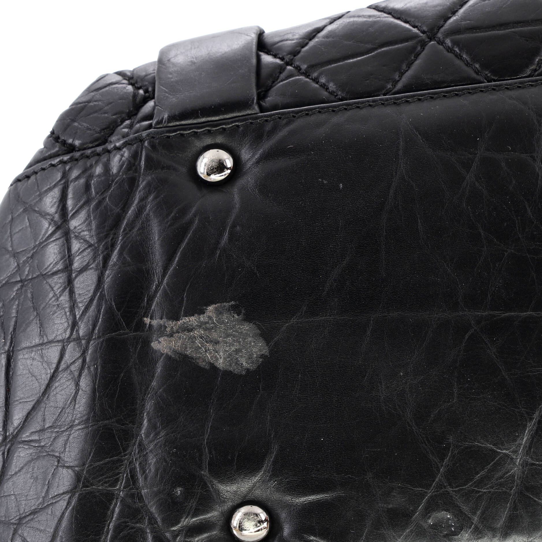 Lady Braid Shopping Tote Quilted Distressed Lambskin Small - Image 6
