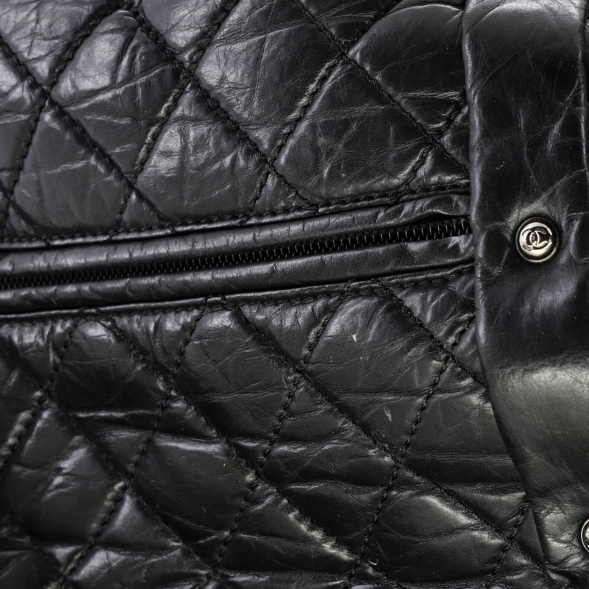 Lady Braid Shopping Tote Quilted Distressed Lambskin Small - Image 7