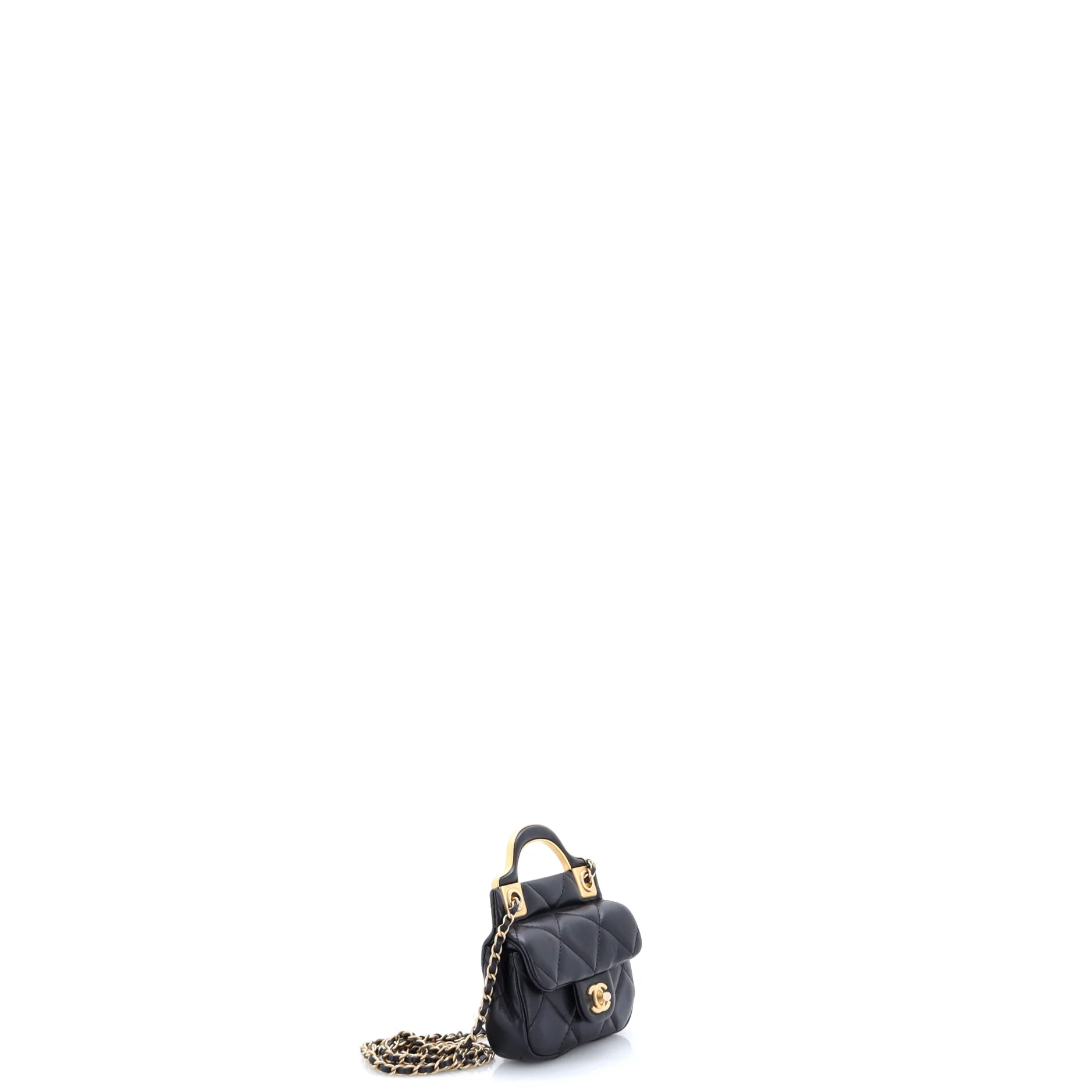 Lady Handle Flap Card Holder on Chain Quilted Calfskin - Image 2