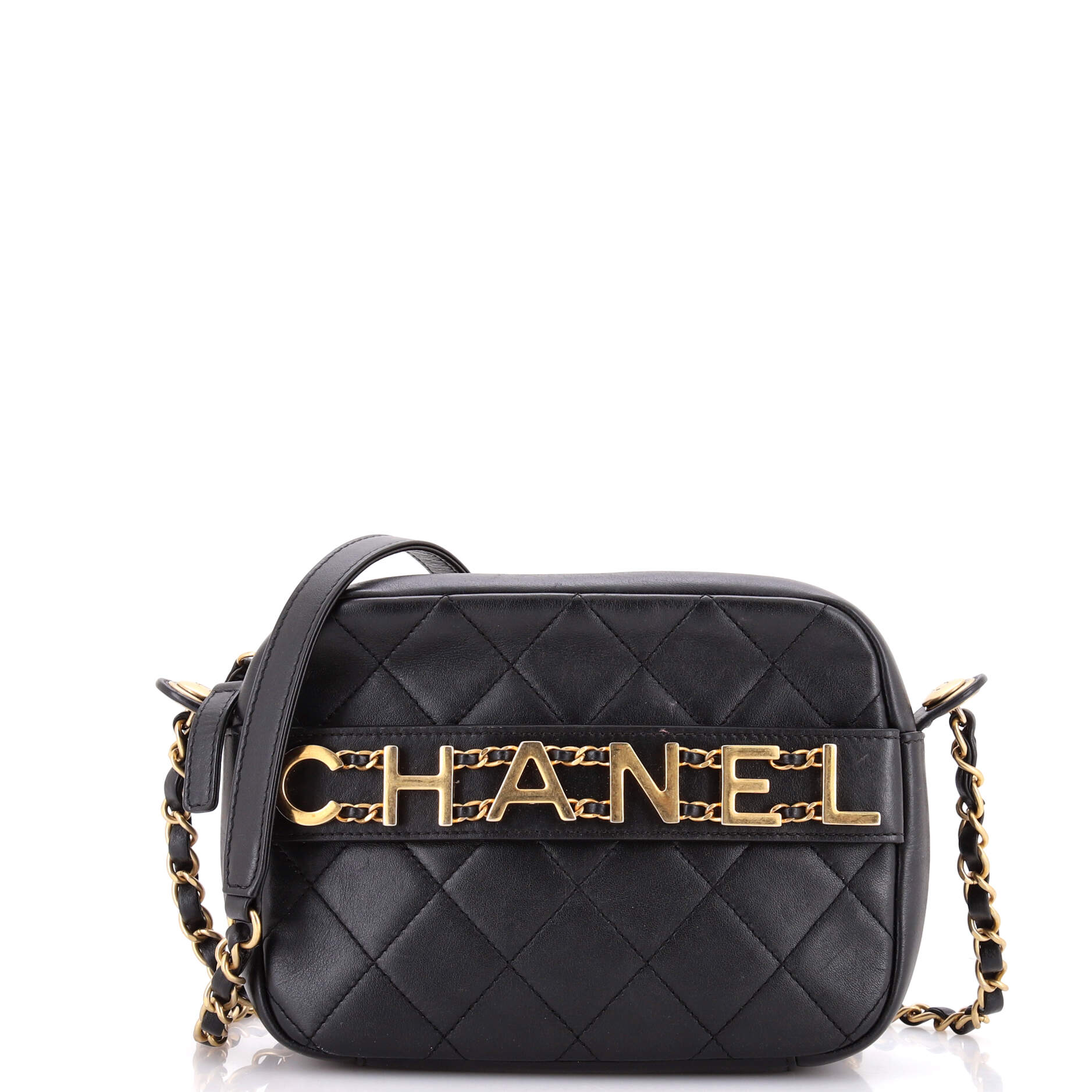 Logo Enchained Camera Case Quilted Calfskin