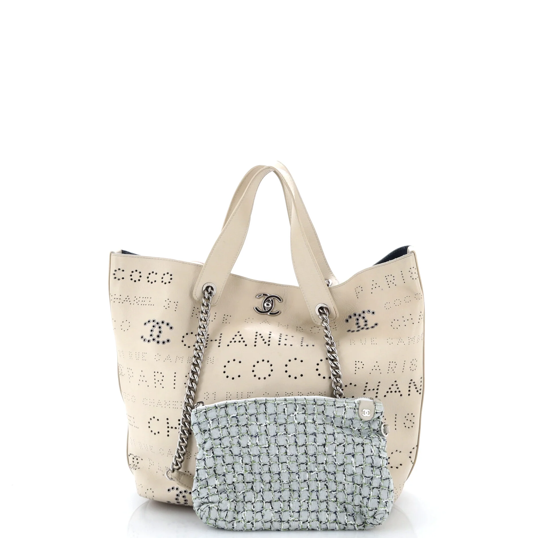 Logo Eyelets Shopping Tote Perforated Calfskin Medium - Image 2
