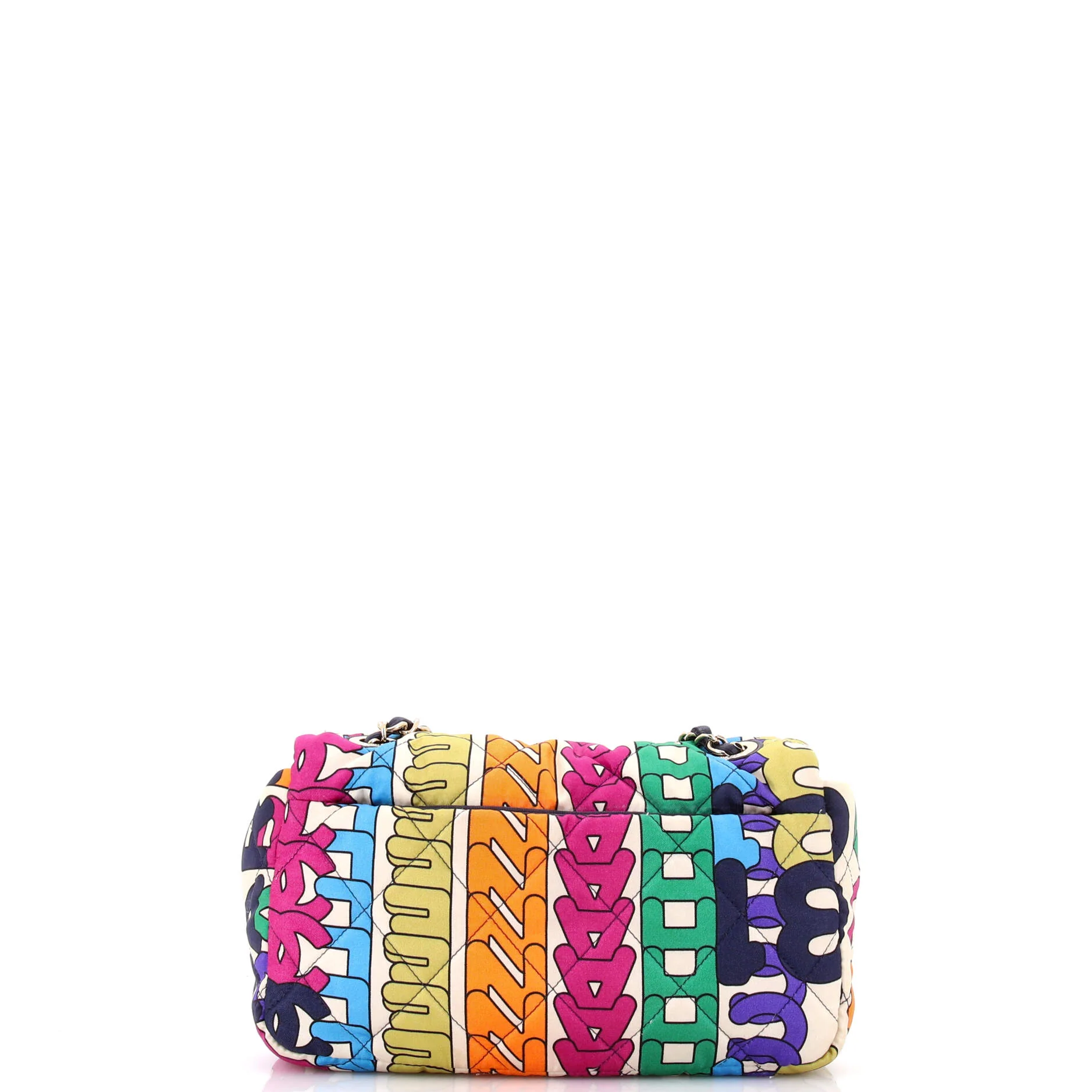 Logo Flap Bag Quilted Printed Silk Medium - Image 3