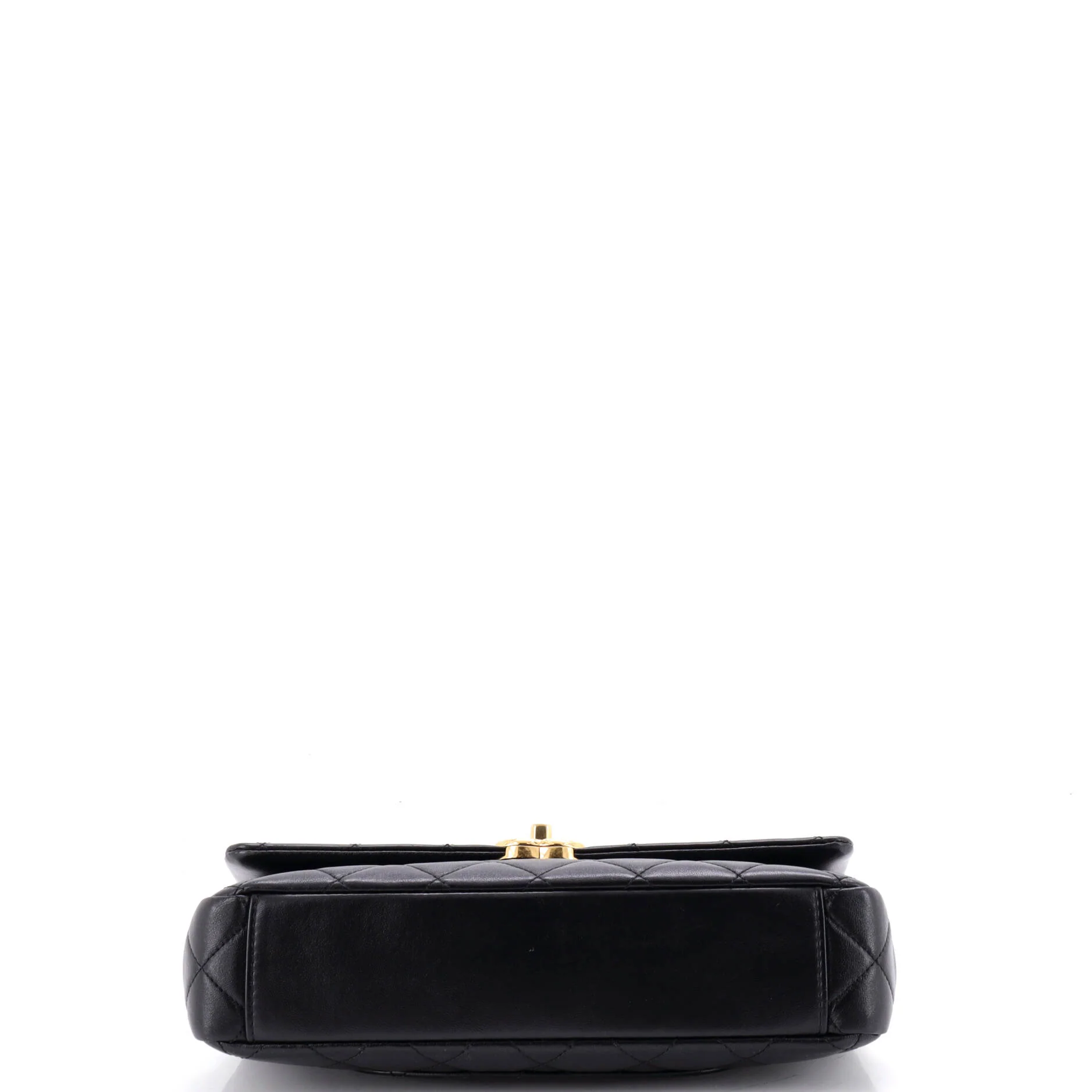 Logo Quilted Metal Top Handle Flap Bag Quilted Lambskin with Metal and Crystals East West - Image 4