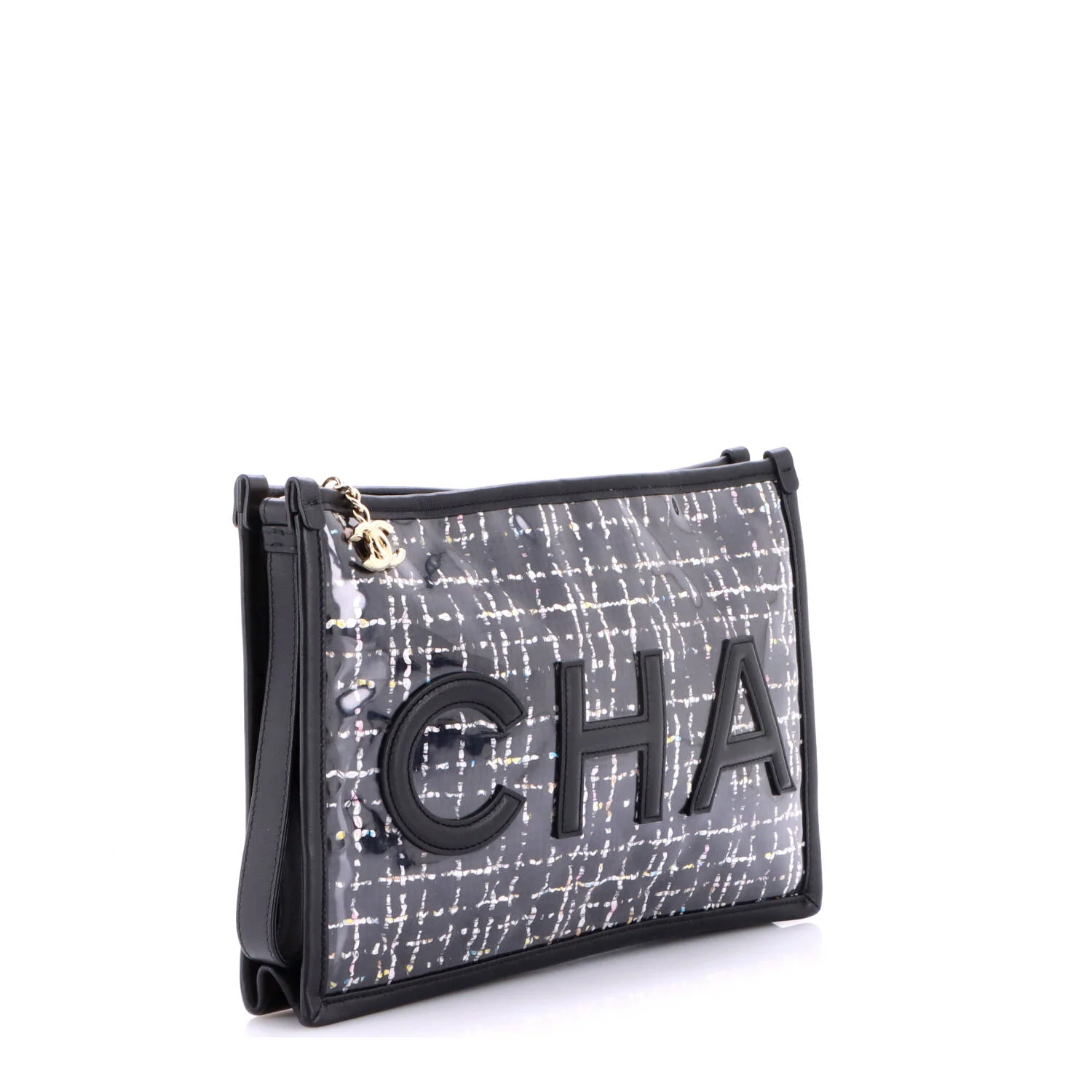 Logo Wristlet Clutch PVC Over Quilted Tweed Large - Image 3