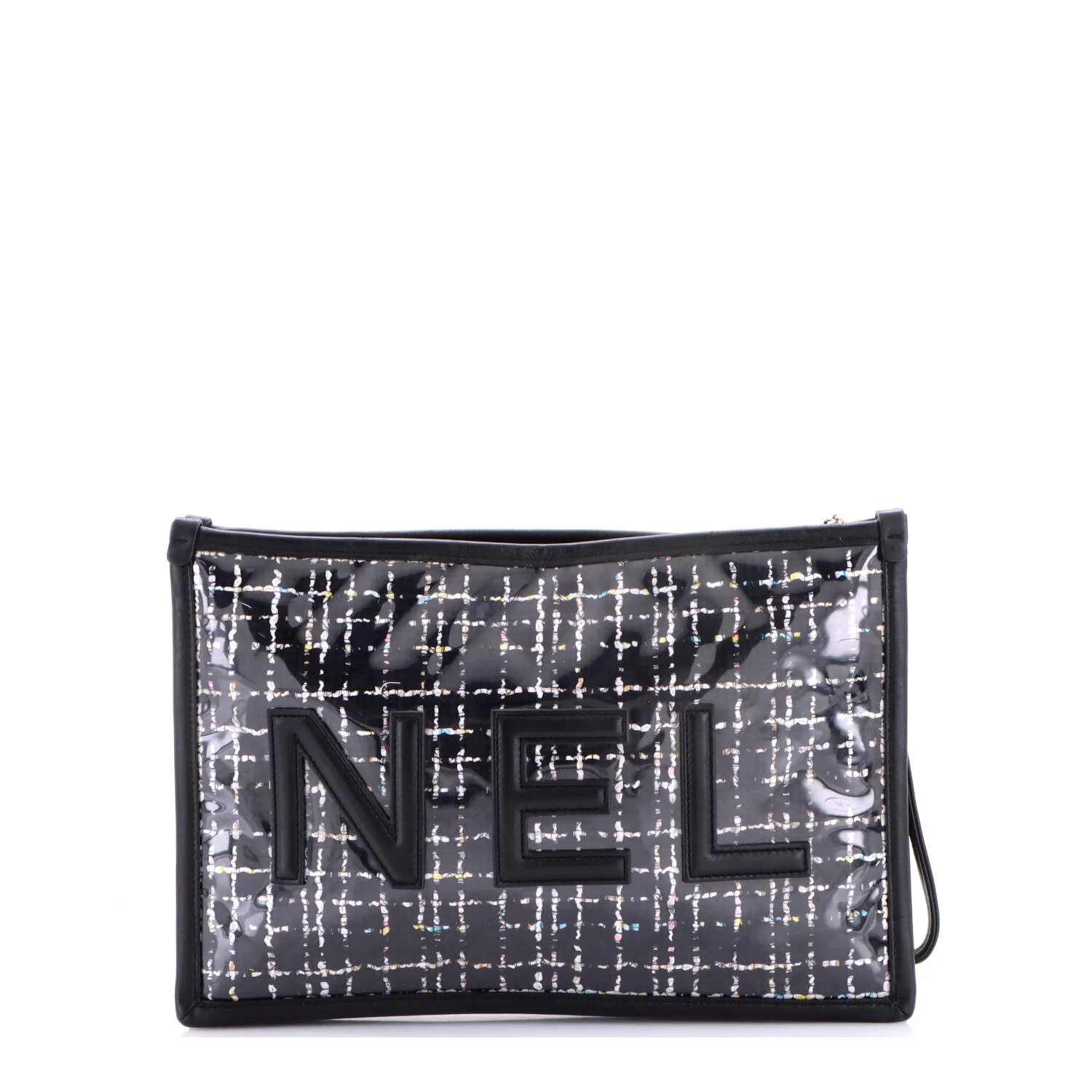 Logo Wristlet Clutch PVC Over Quilted Tweed Large - Image 4