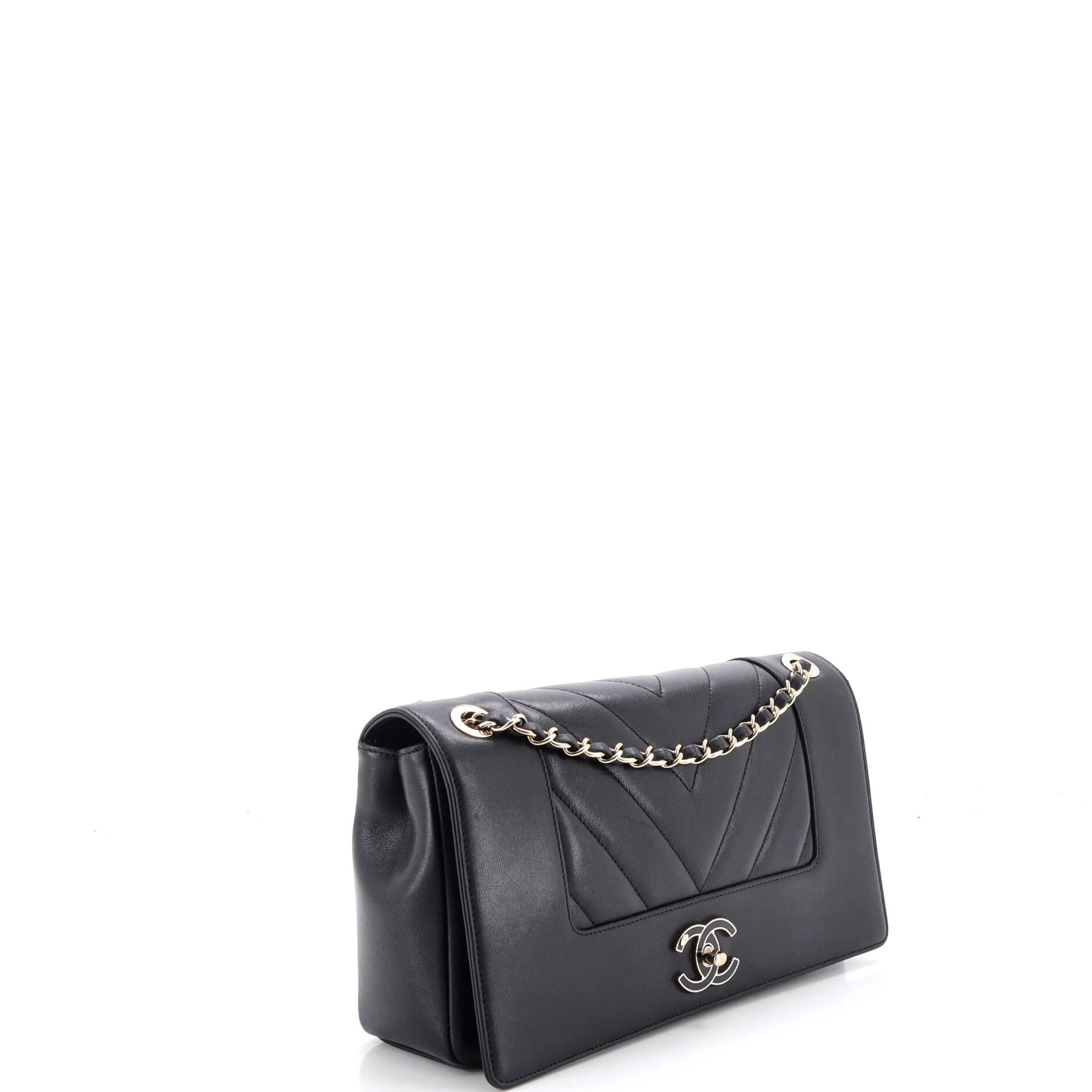 Mademoiselle Vintage Flap Bag Chevron Sheepskin Large - Image 2