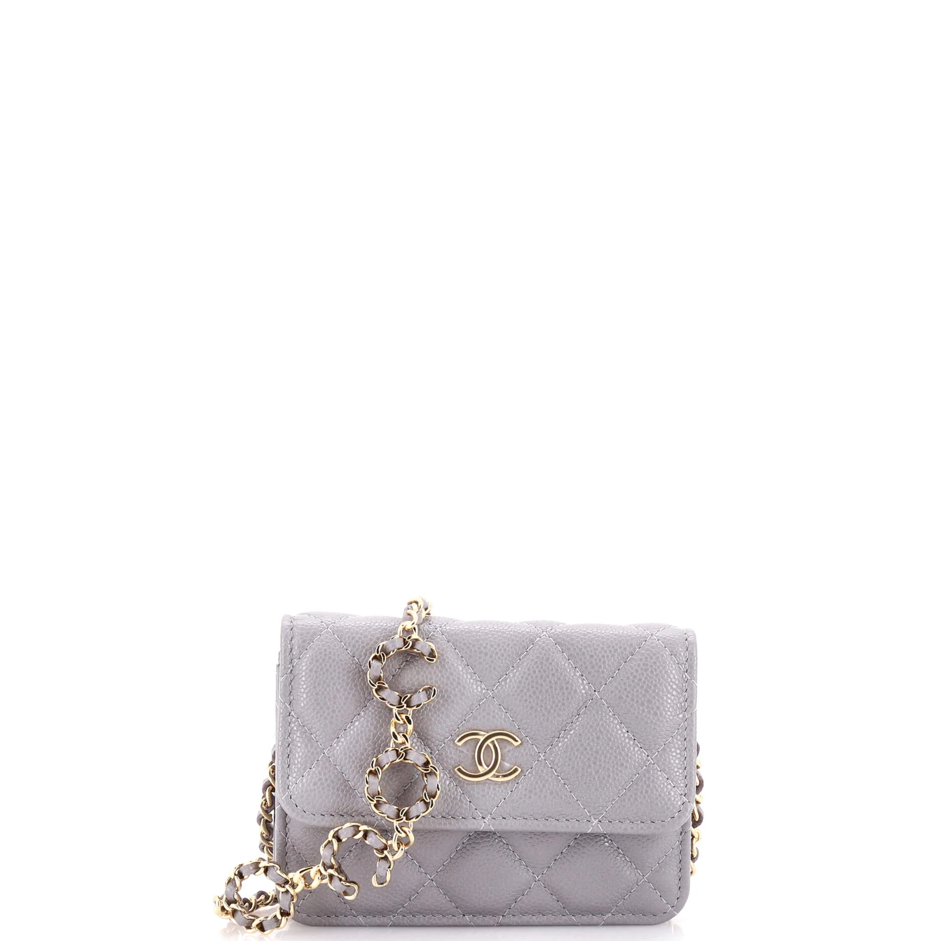 Miss Coco Strap Flap Clutch with Chain Quilted Caviar Mini