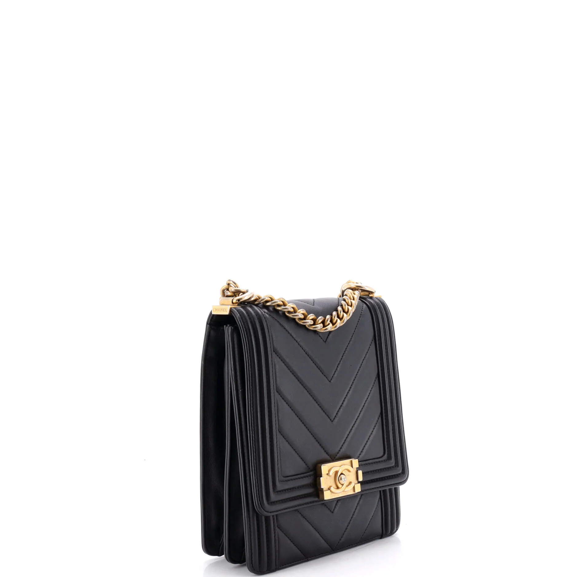 North South Boy Flap Bag Chevron Lambskin Small - Image 2