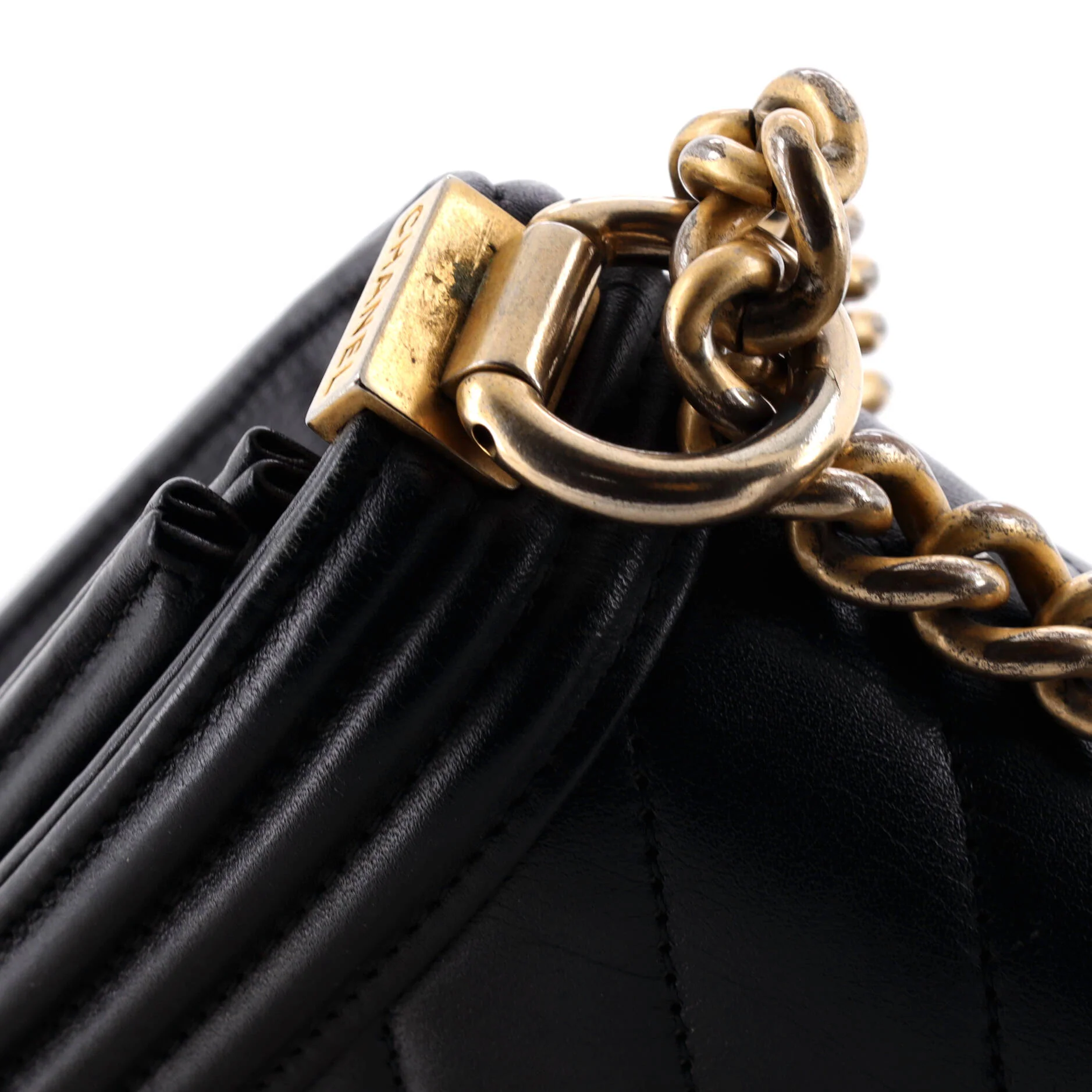 North South Boy Flap Bag Chevron Lambskin Small - Image 6