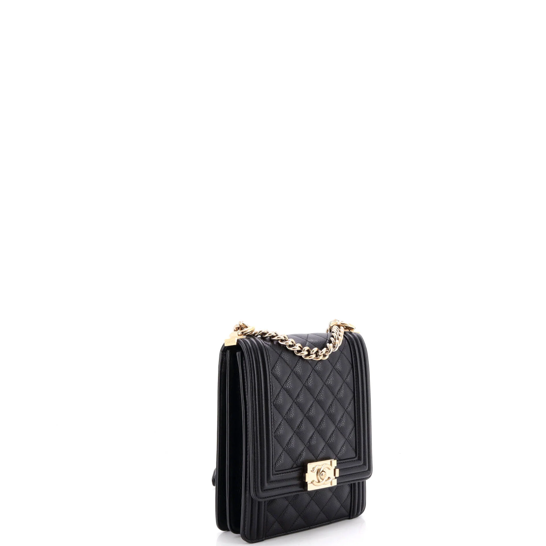 North South Boy Flap Bag Quilted Caviar Small - Image 3
