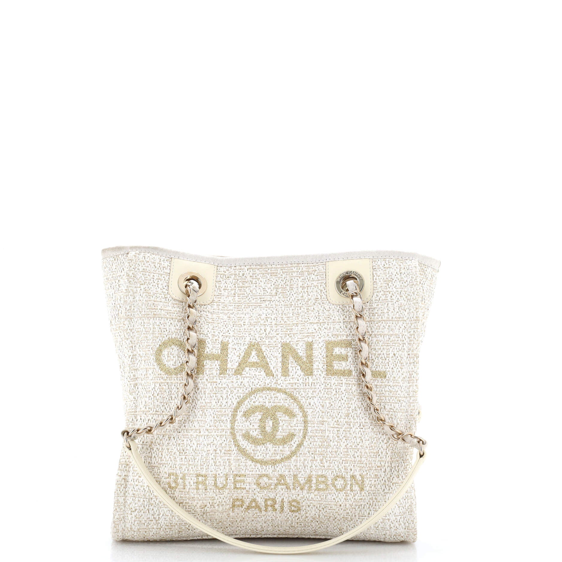 North South Deauville Tote Raffia with Glitter Detail Small