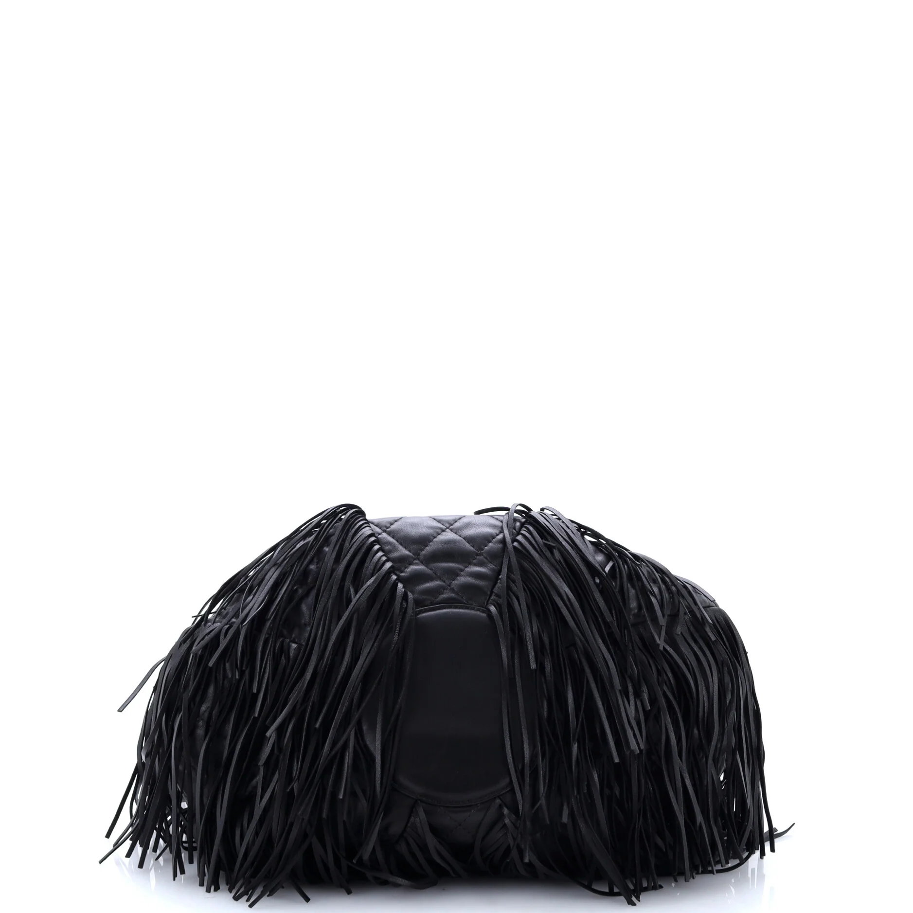 Paris-Dallas Drawstring Fringe Shoulder Bag Quilted Leather Mini - Image 4