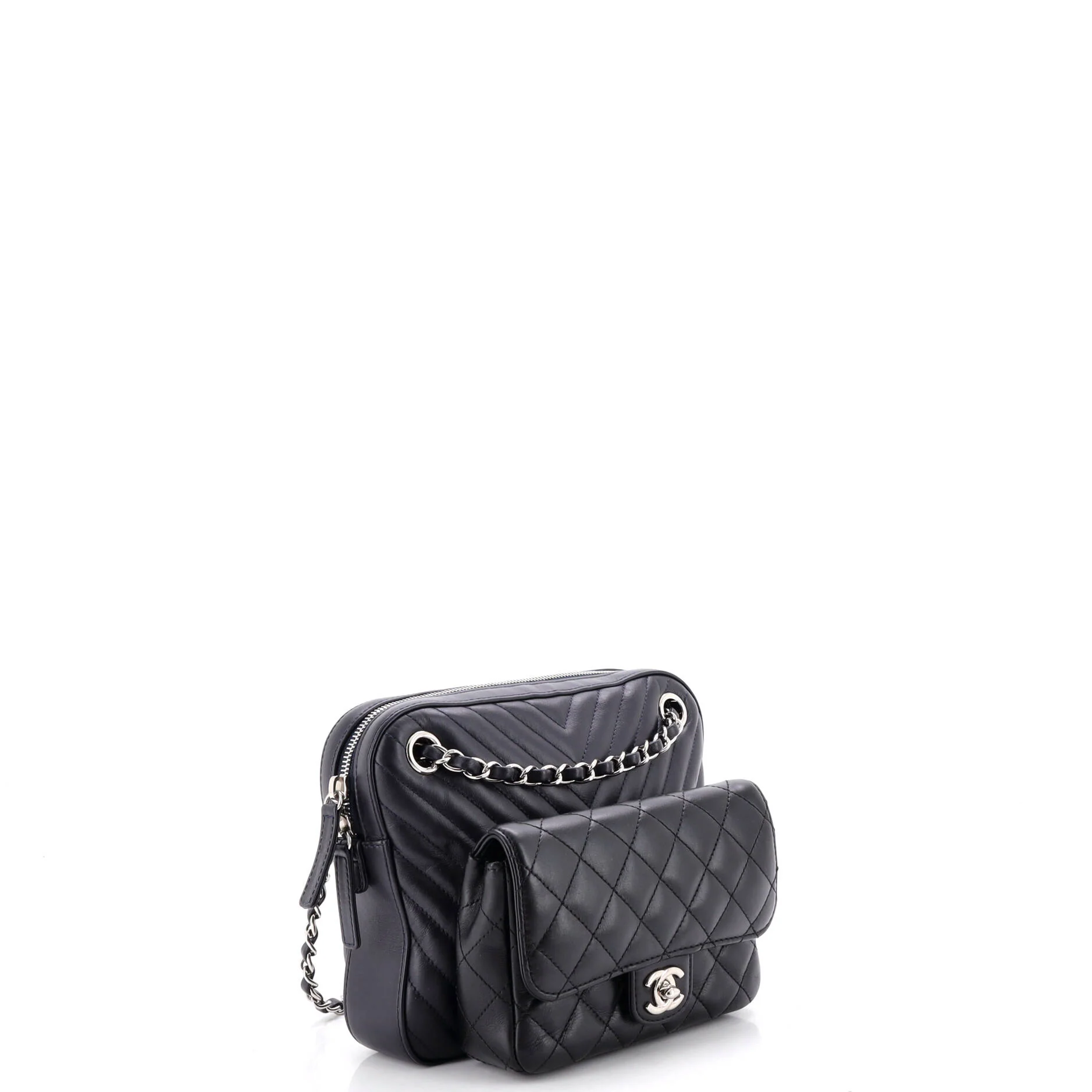 Paris-Hamburg Double Camera Case Bag Chevron and Diamond Quilted Calfskin Small - Image 3