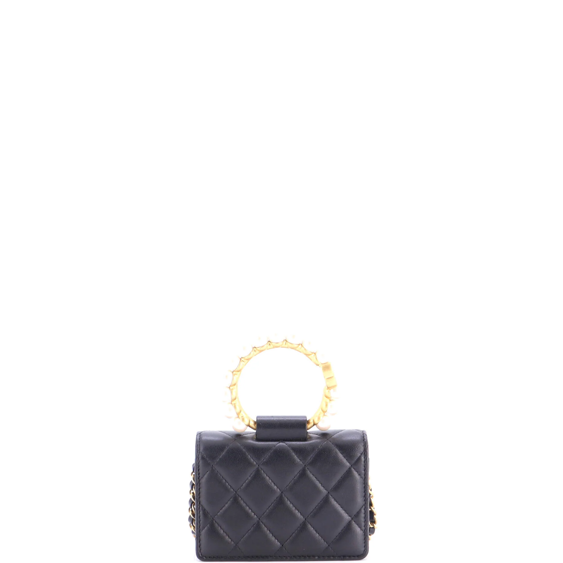 Pearl Crown Clutch with Chain Quilted Lambskin - Image 3